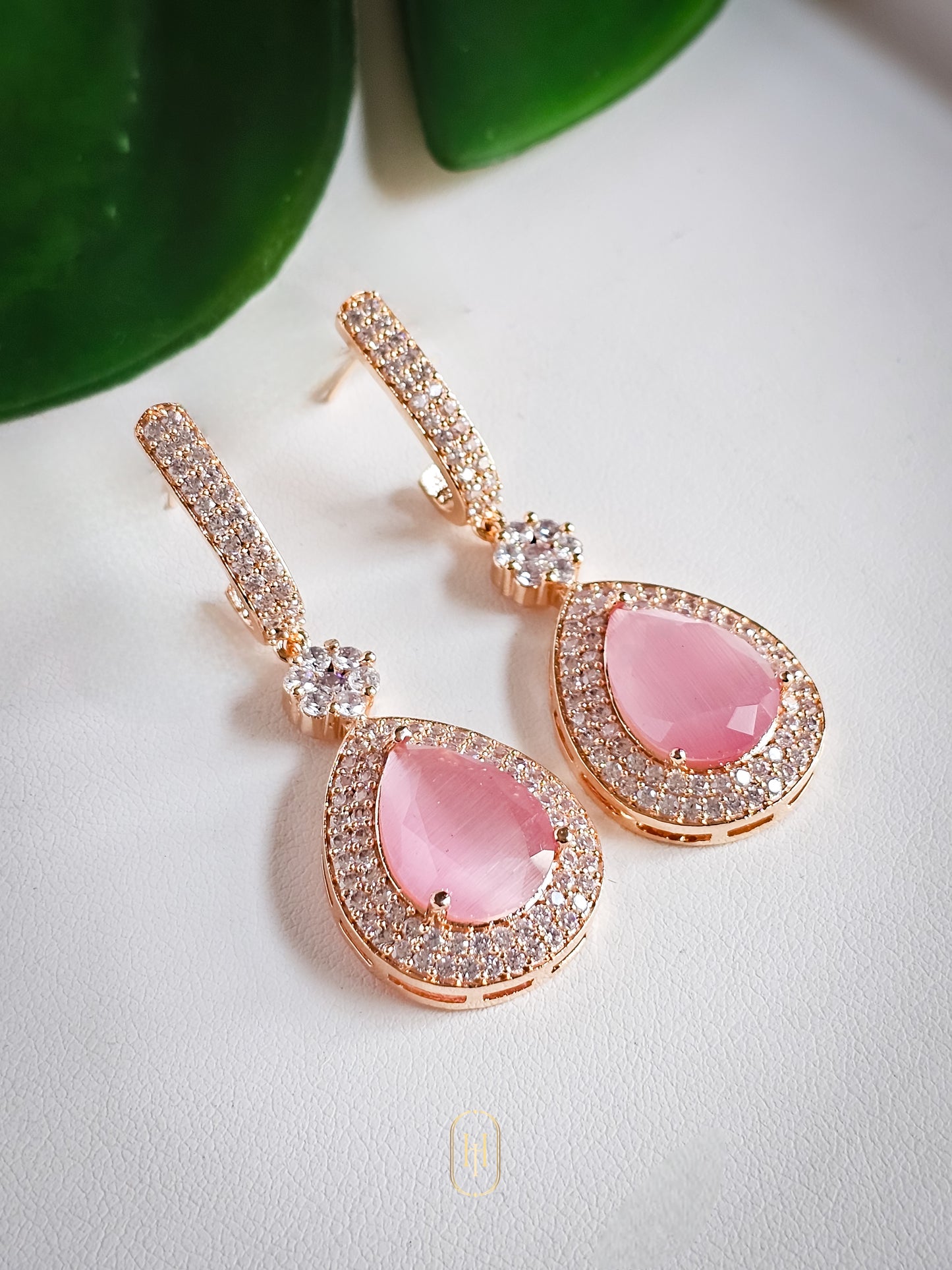 Amyra Diamond Earrings- Pink