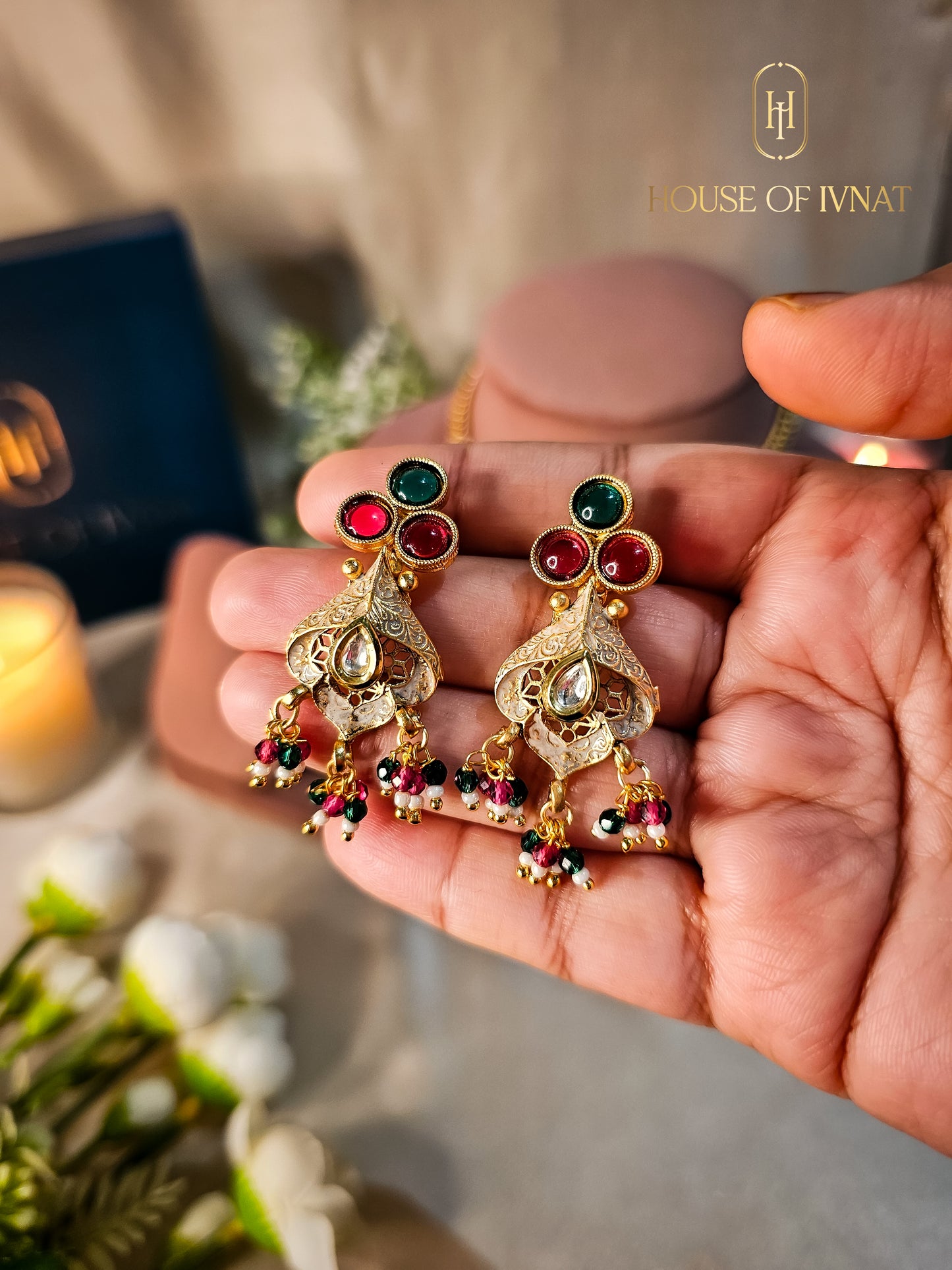 Adhira Gold Plated Necklace Set With Meenakari Work- Multicolour