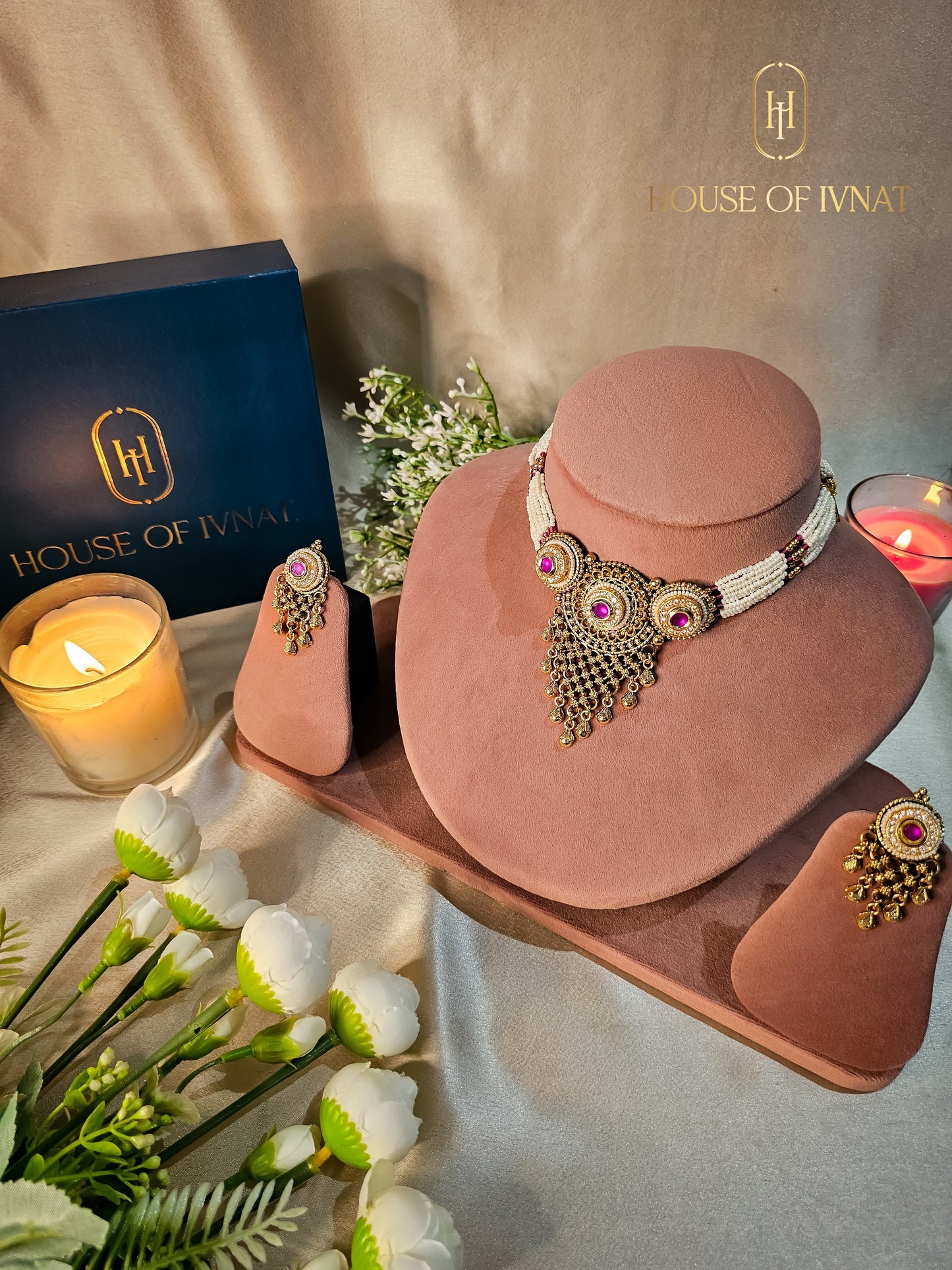 Manasvi Gold Plated Choker Set With Pearl Strands