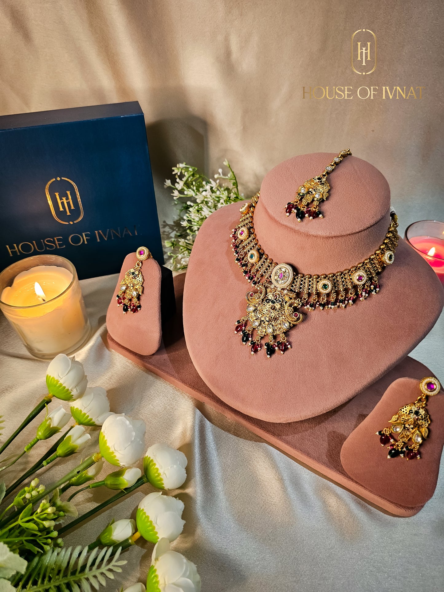 Vedanshi Gold Plated Necklace Set With Meenakari Work