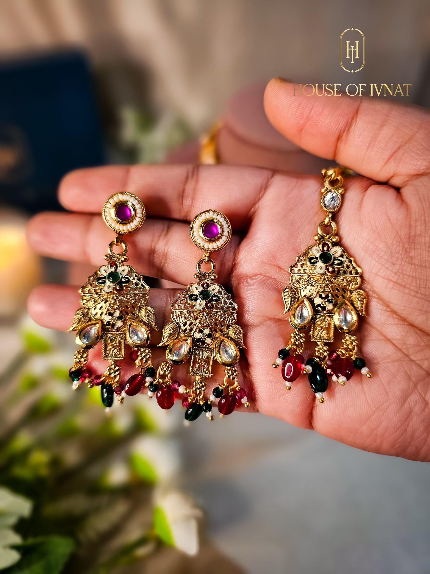 Vedanshi Gold Plated Necklace Set With Meenakari Work