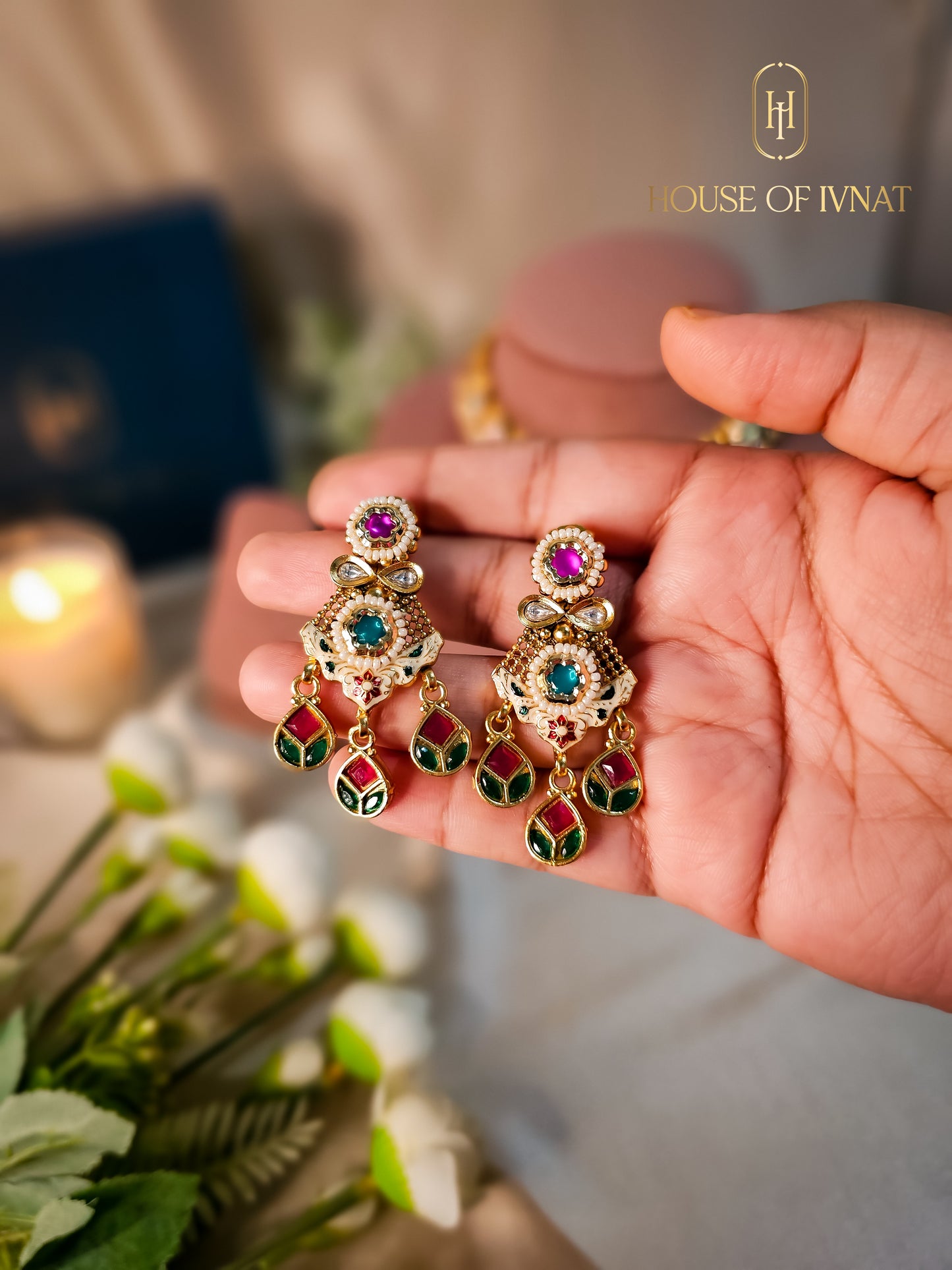 Parinita Gold Plated Necklace Set With Meenakari Work