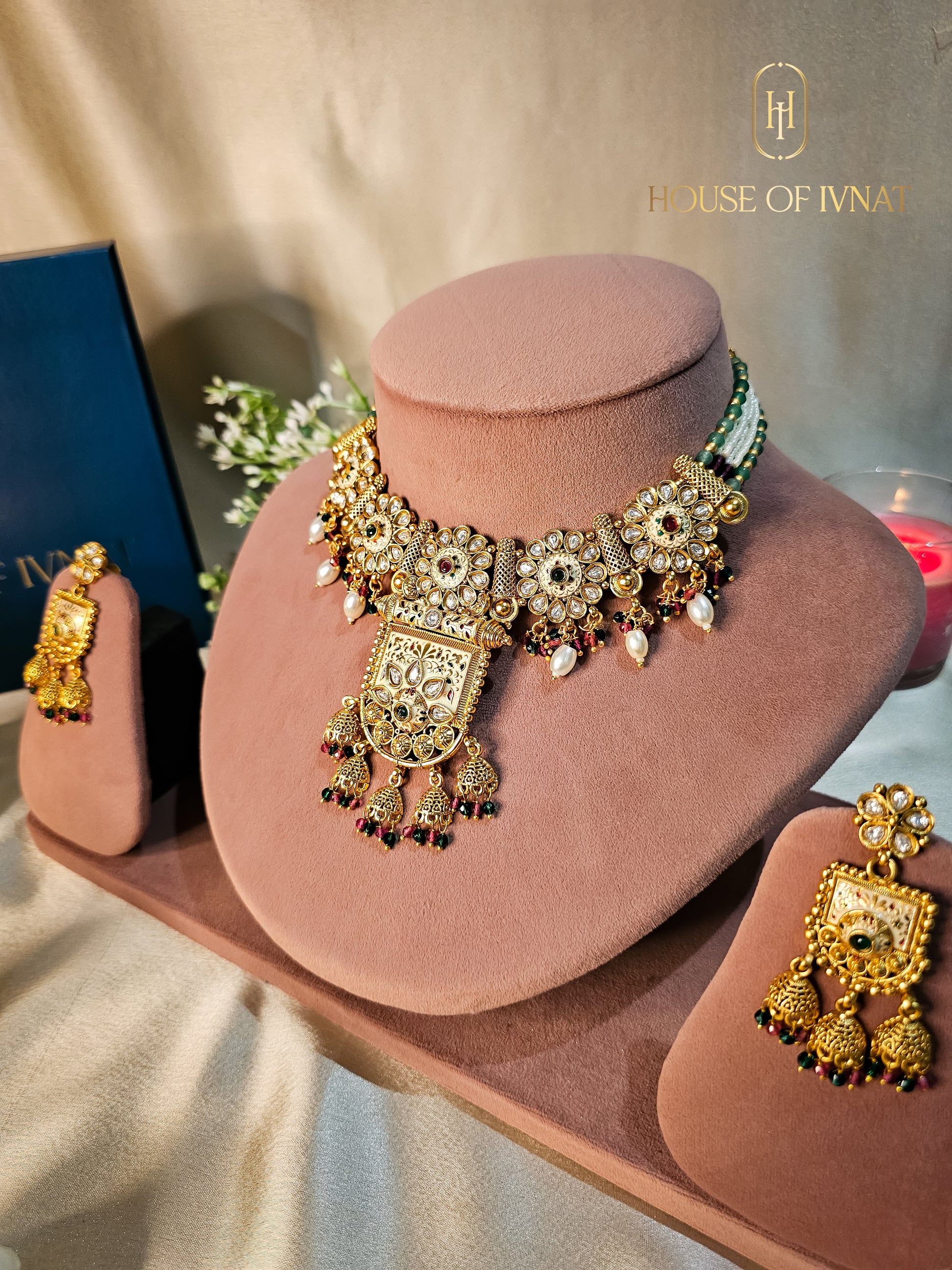 gold plated meenakari jewelry