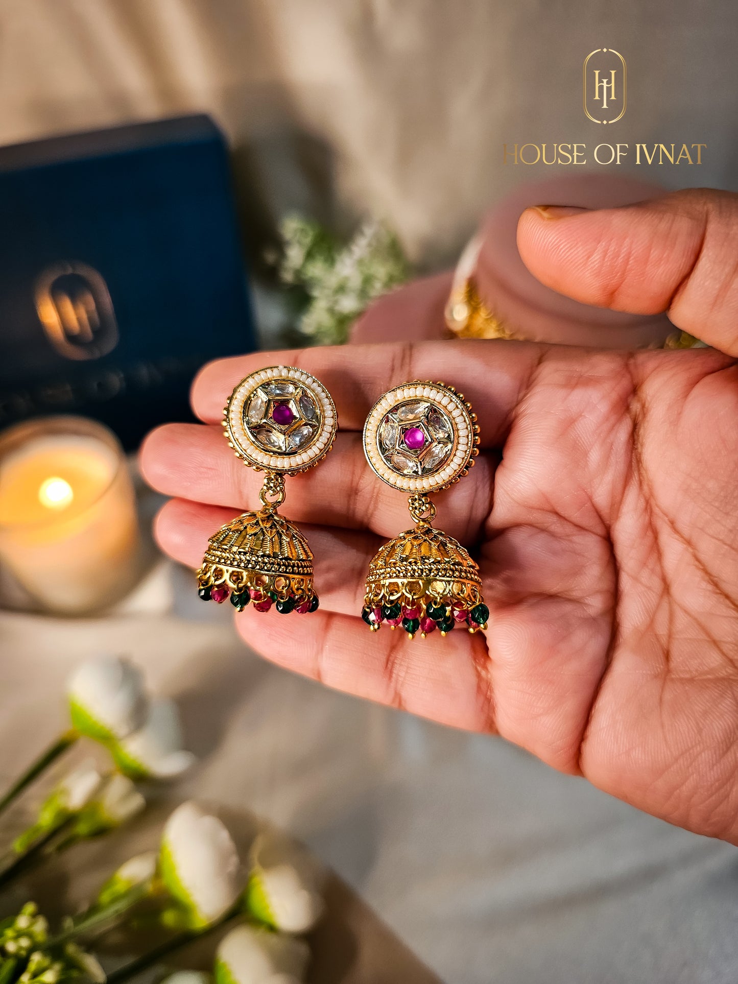 Ipsita Gold Plated Choker Set With Meenakari and Pearl Design- Ruby, Emerald