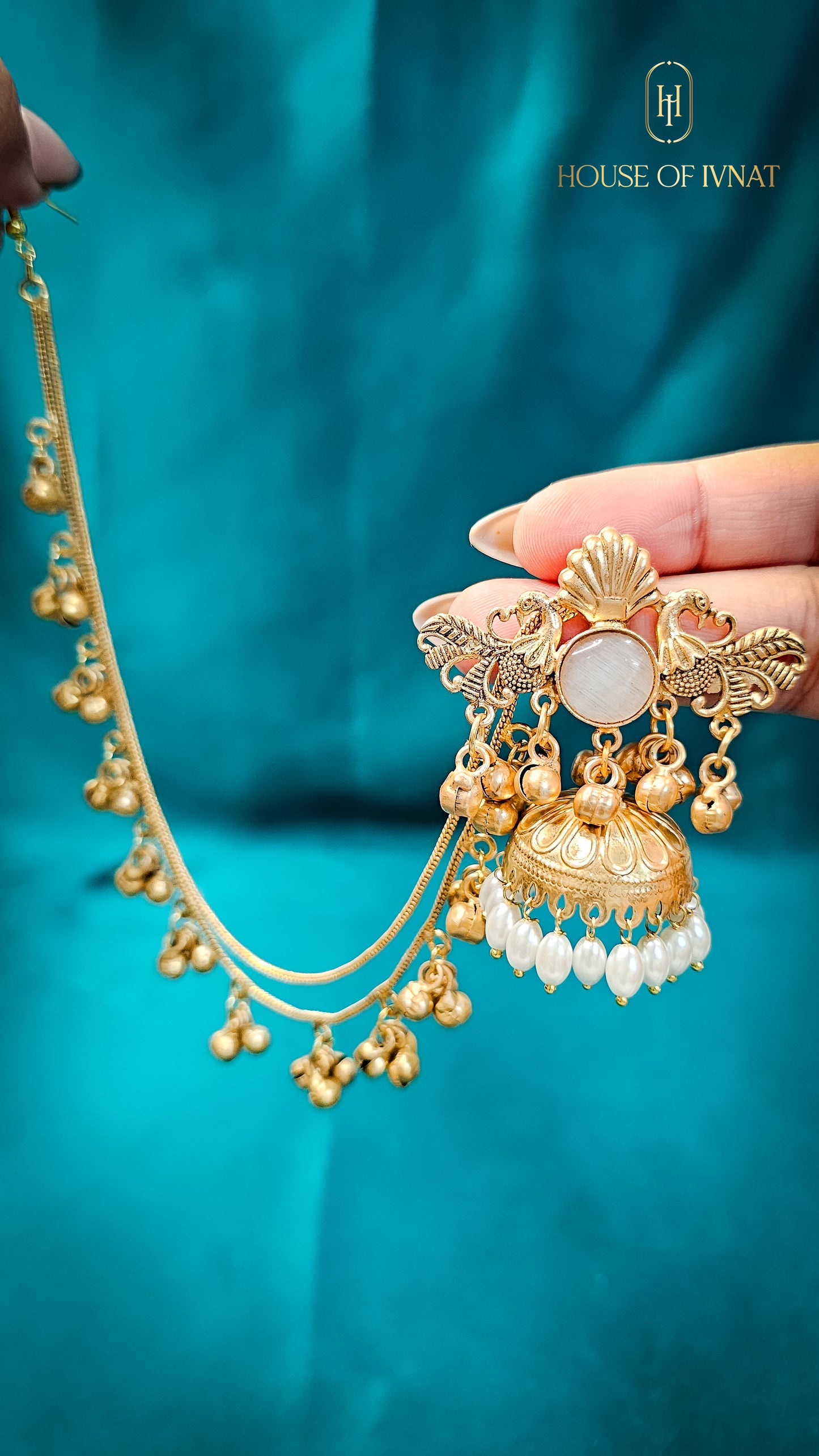 Malika Kaanchain (Detachable) Earrings- White