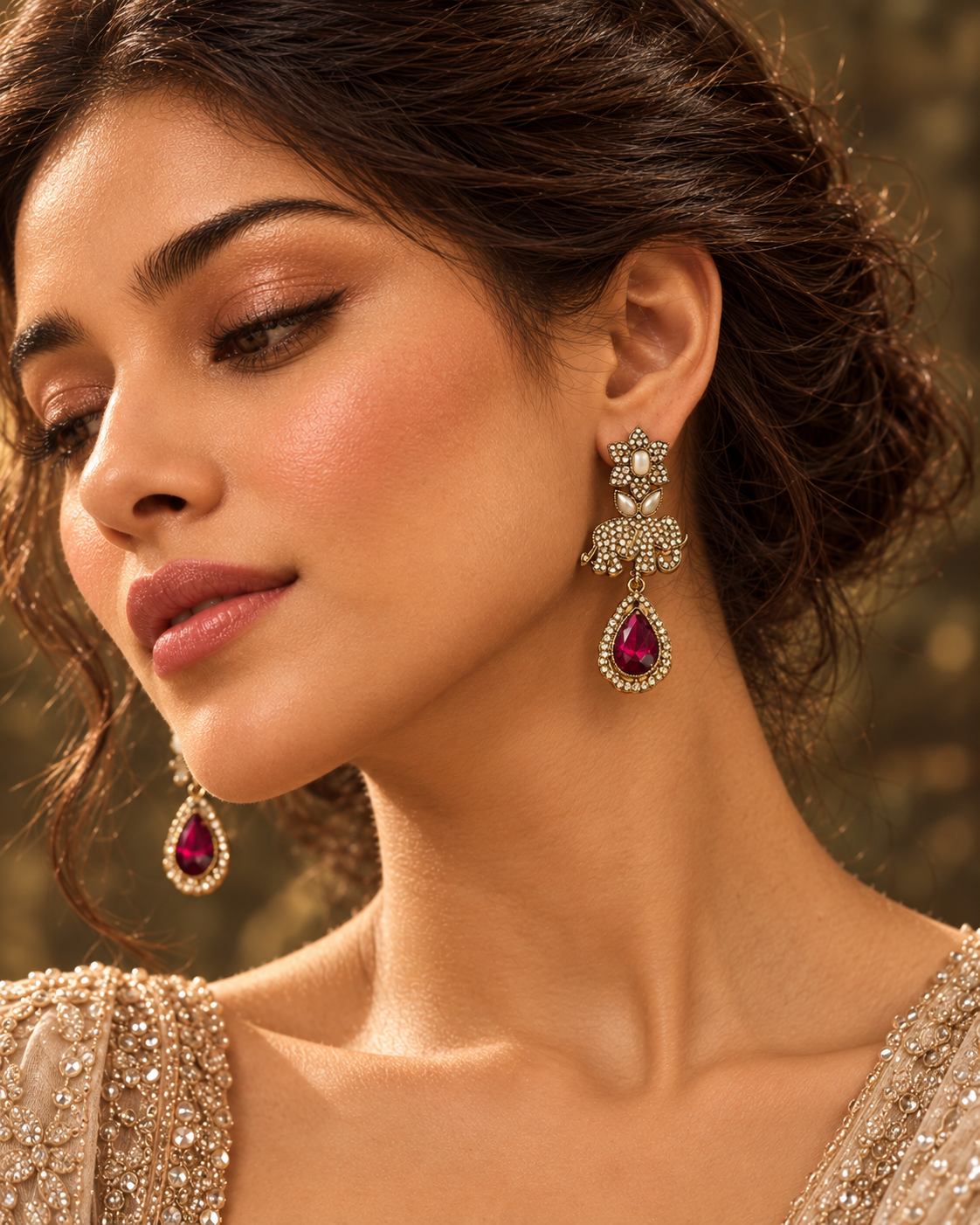 Advika Earrings- Ruby