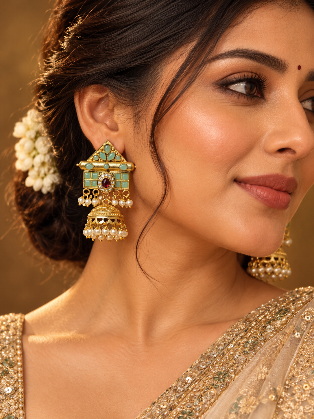 Vritika Jhumka Earrings- Mint