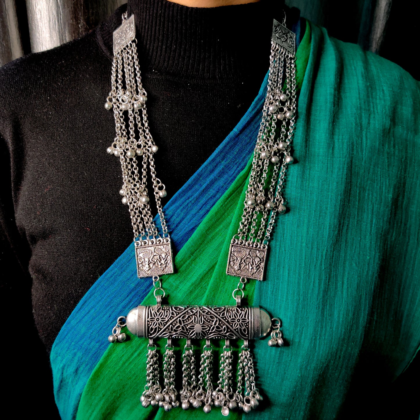 Sanvi Long Silver Necklace