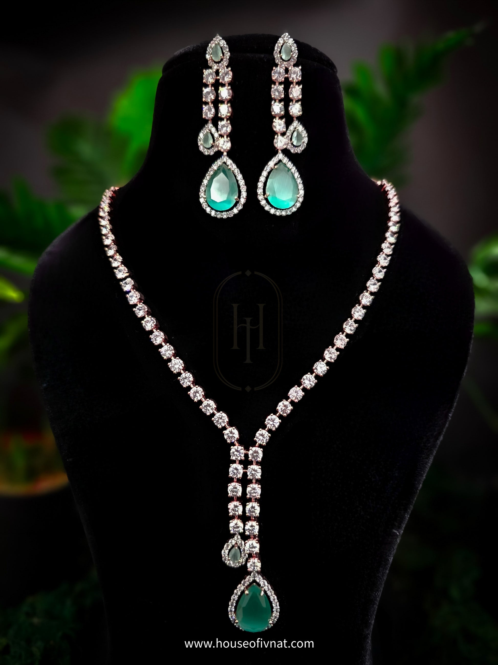 Harriet Diamond Set- American Diamond Jewellery Set with Stones