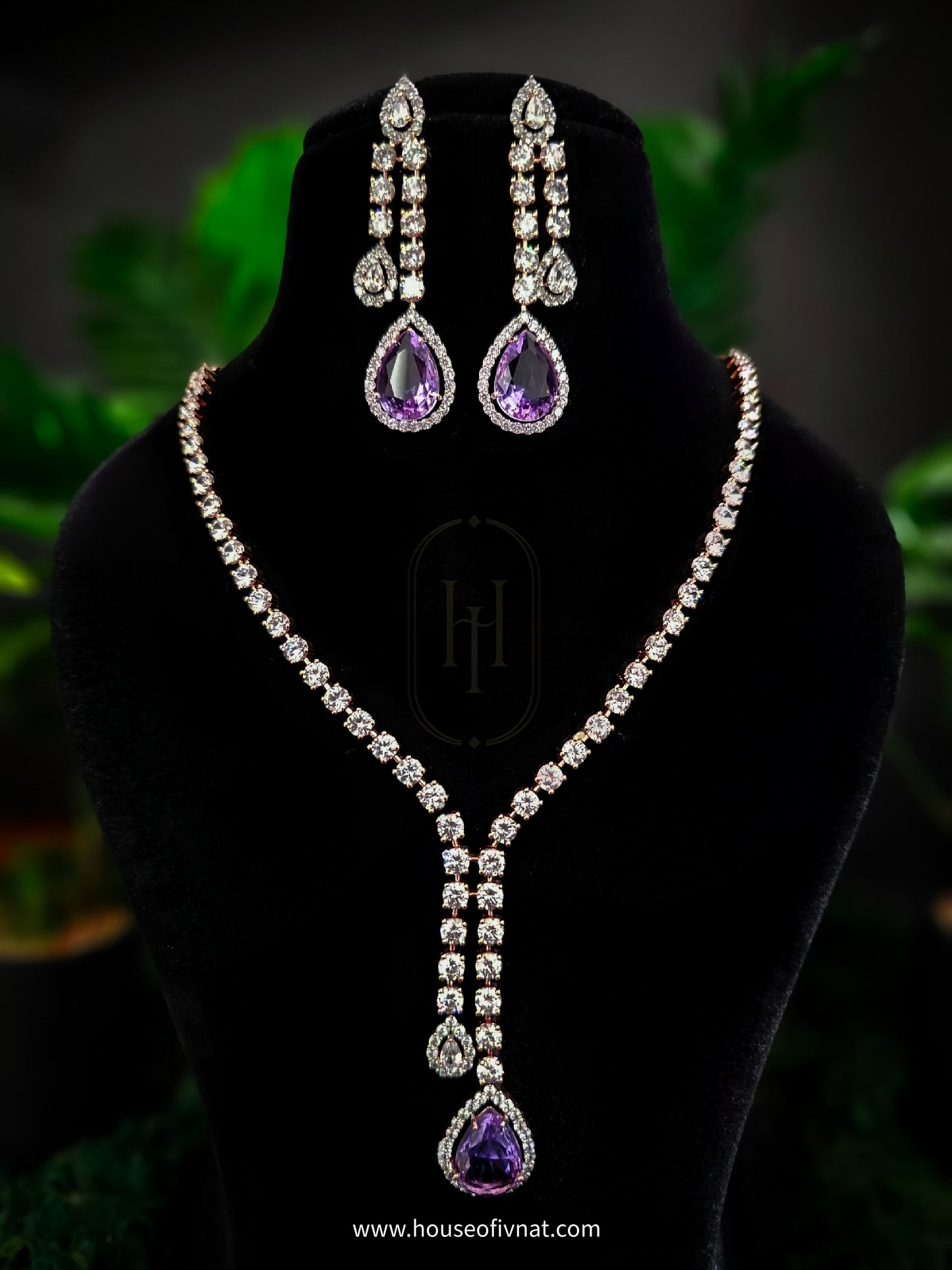 Harriet Diamond Set- American Diamond Jewellery Set with Stones