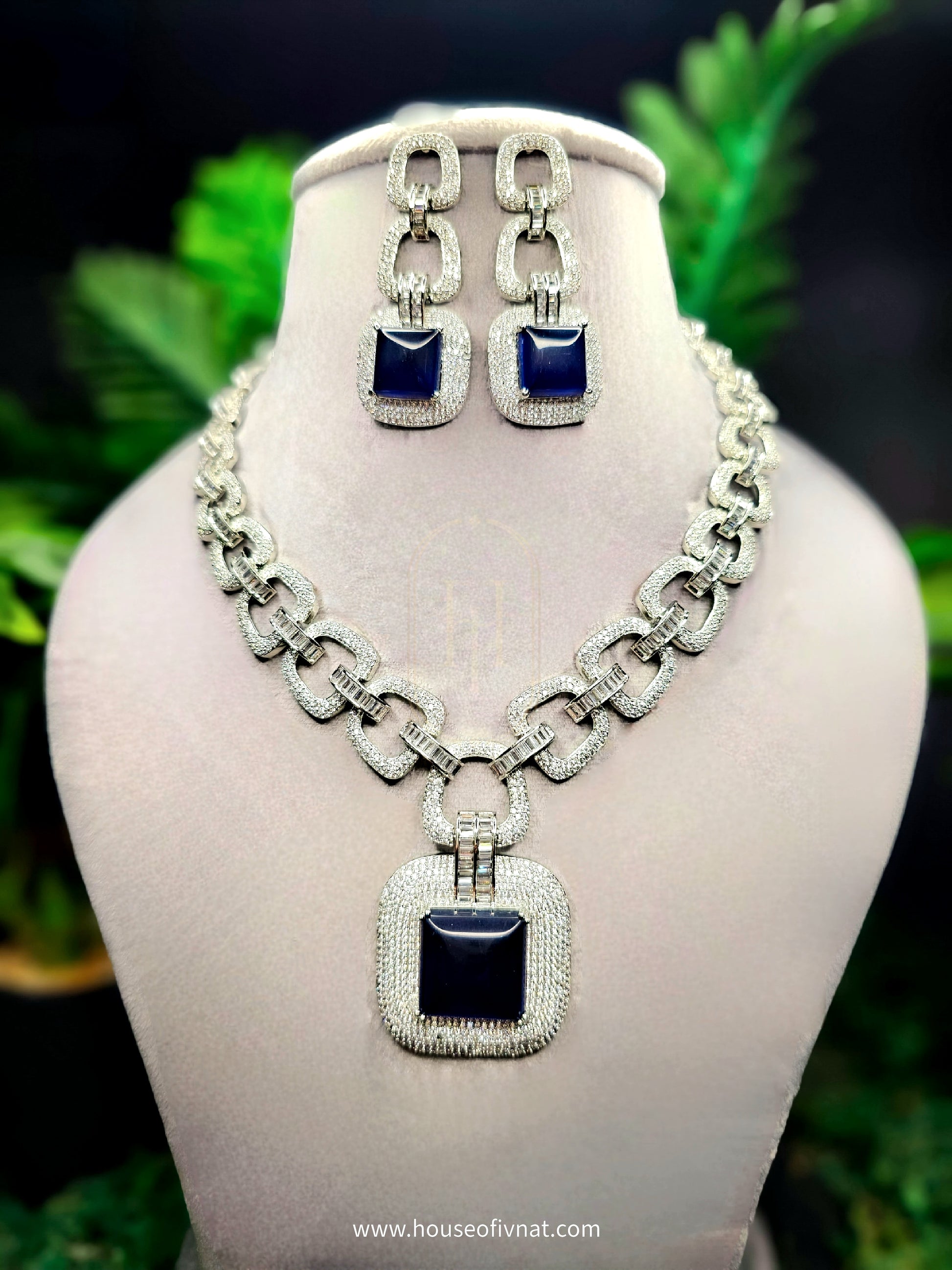 Margot Diamond Set- American Diamond Jewellery Set with Stones