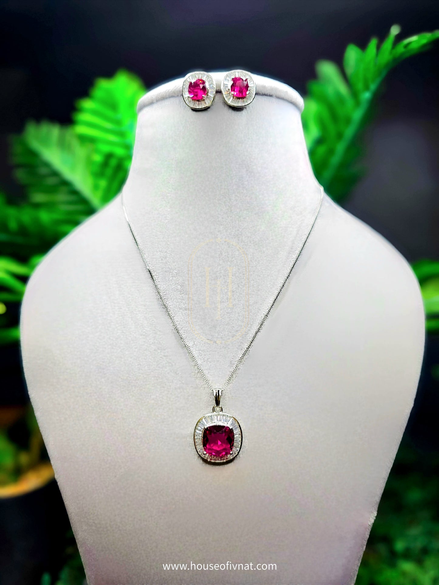 Christina Pendant Set- Ruby