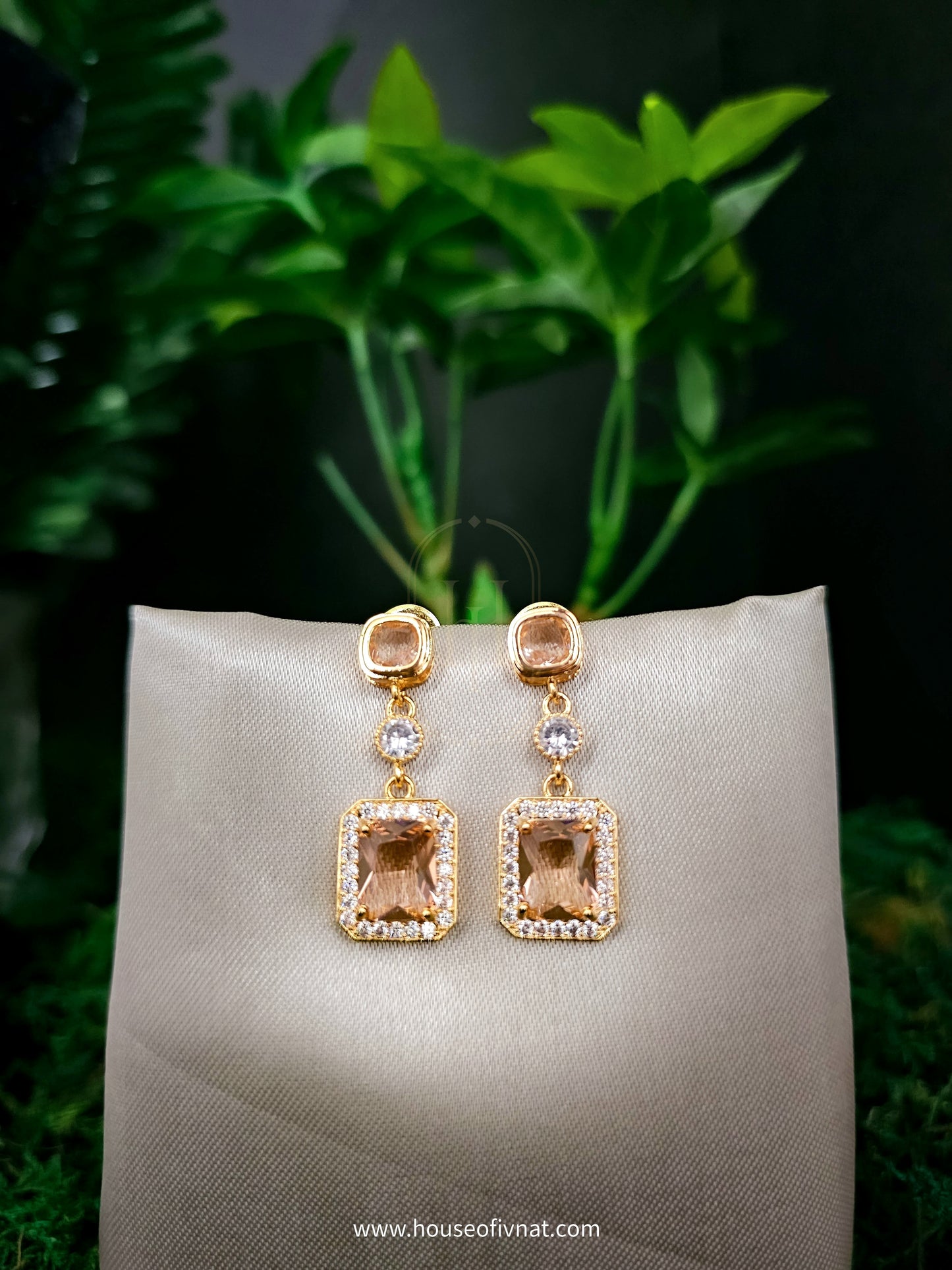 Brielle Drop Earrings- American Diamond & Stone drop earrings