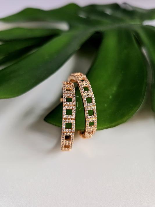 Barbara Hoop Earrings- American Diamond Hoop Earrings