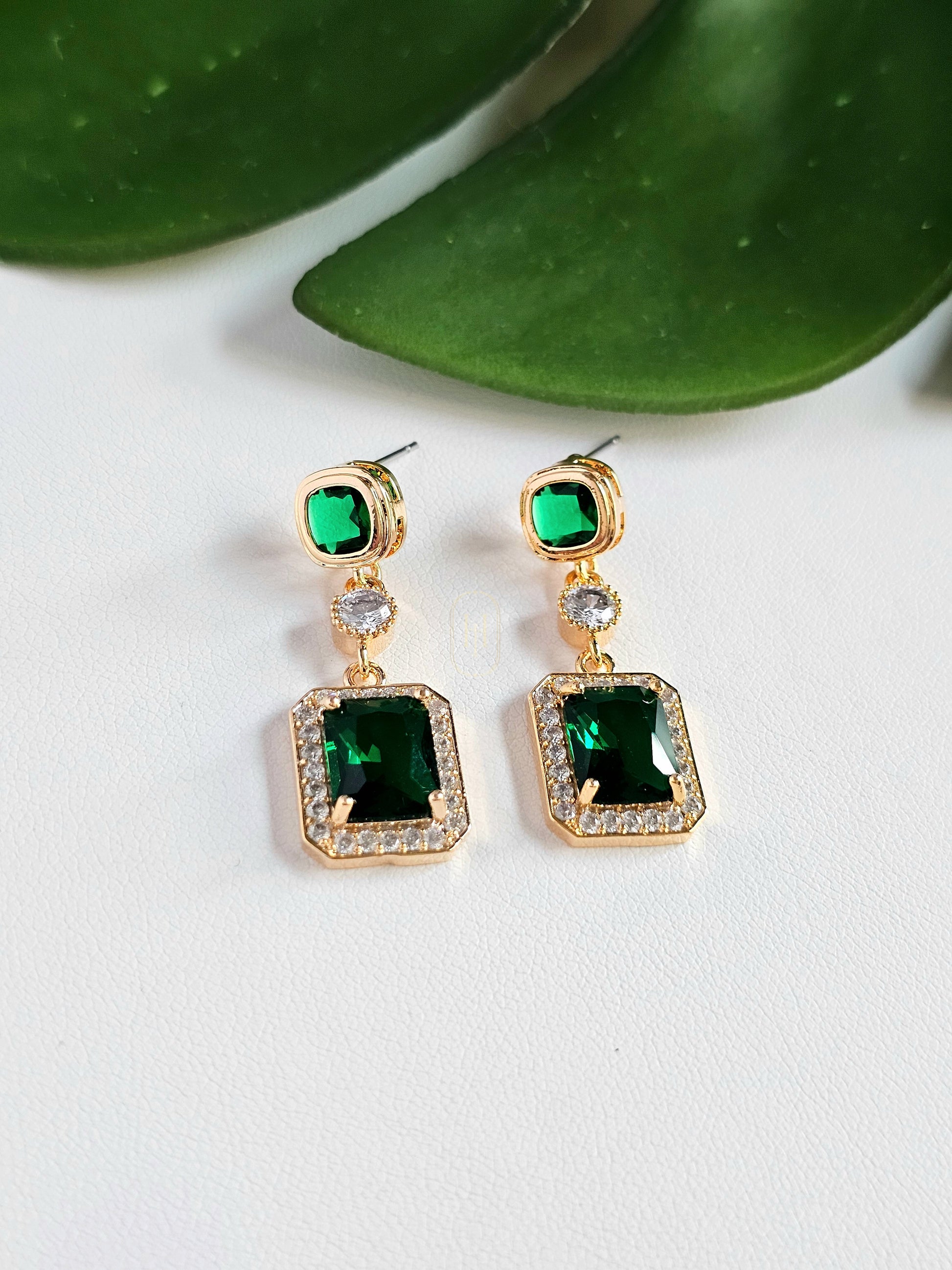 Brielle Drop Earrings- American Diamond & Stone drop earrings