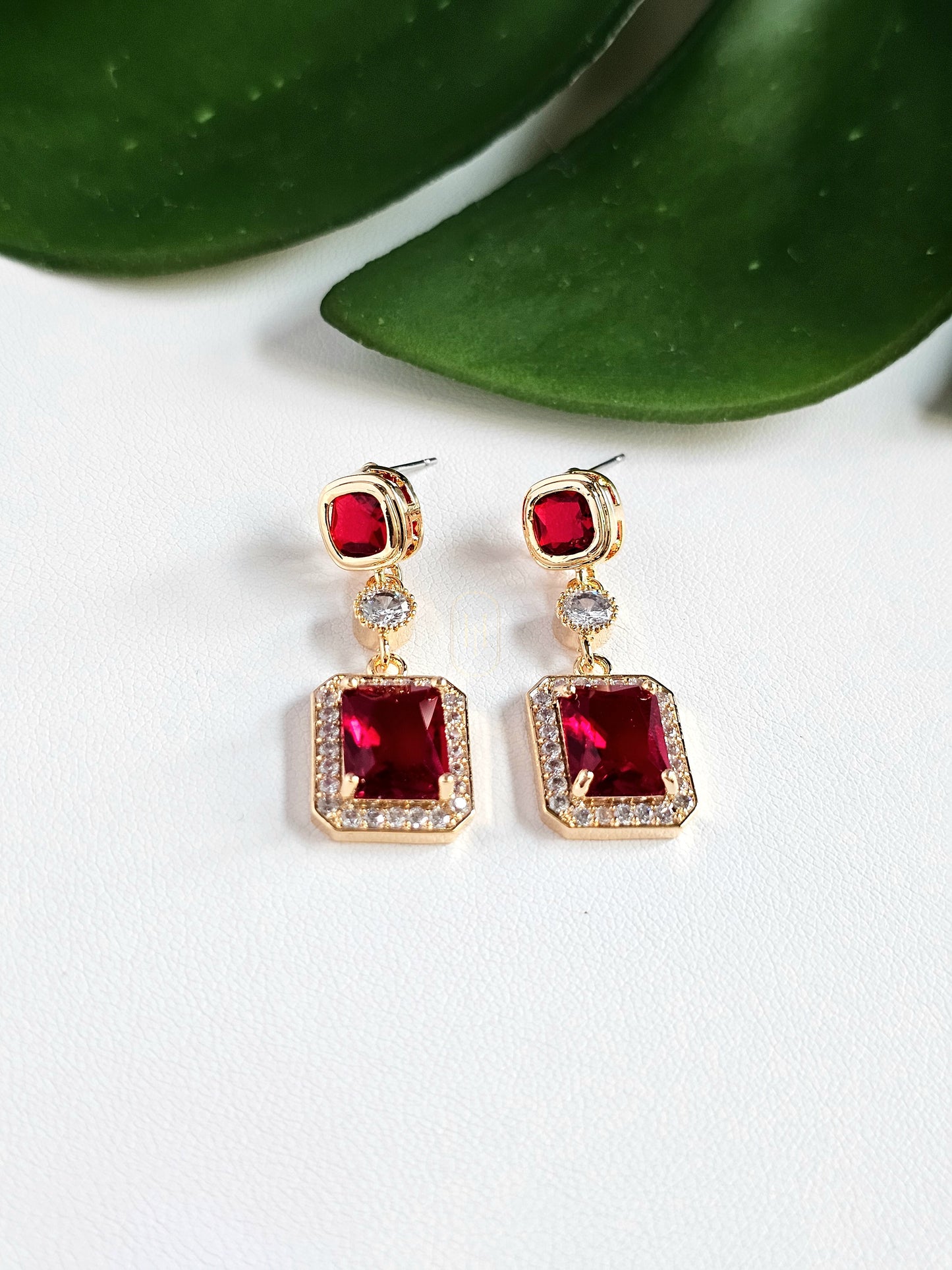 Brielle Drop Earrings- American Diamond & Stone drop earrings