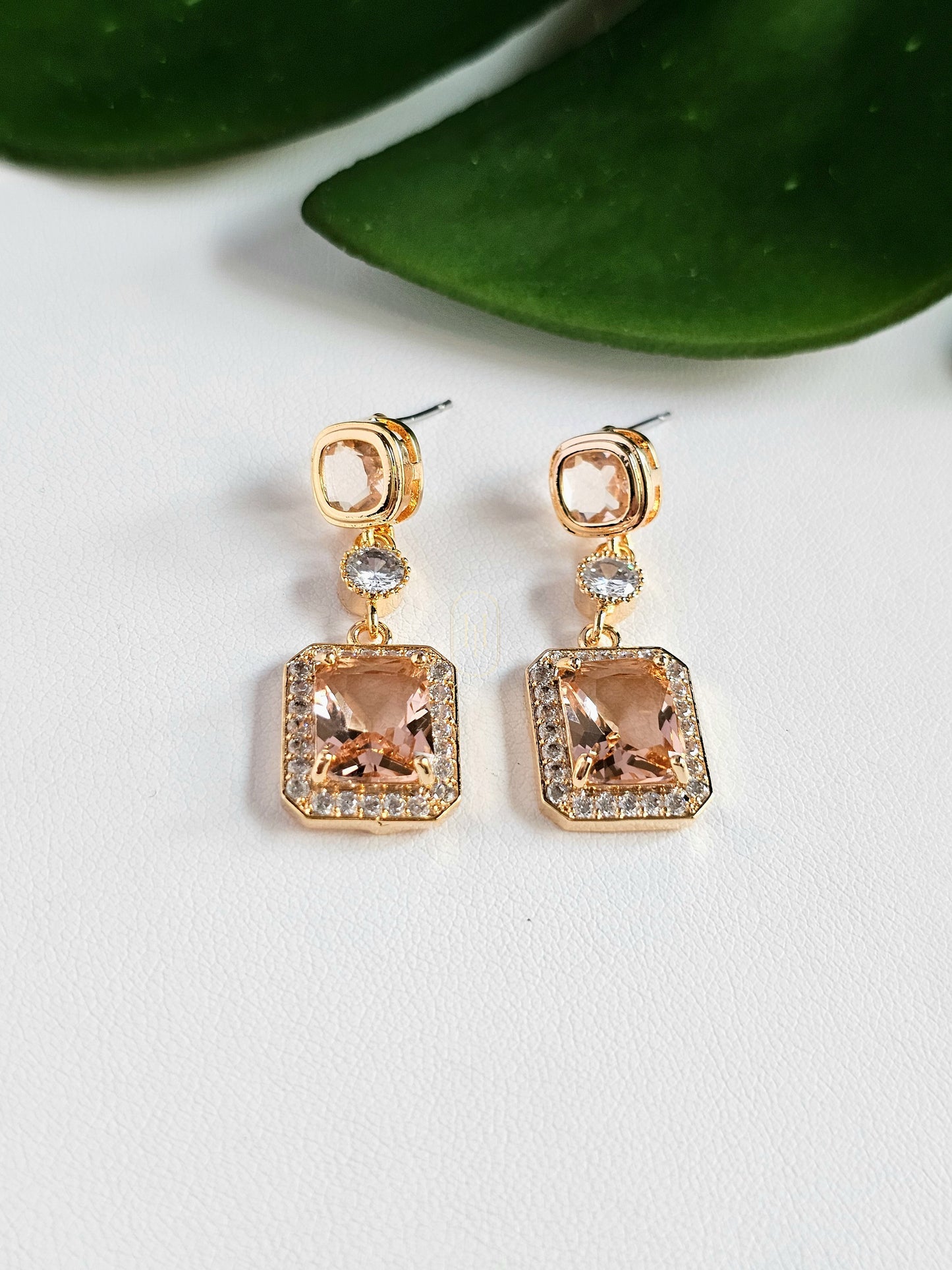 Brielle Drop Earrings- American Diamond & Stone drop earrings