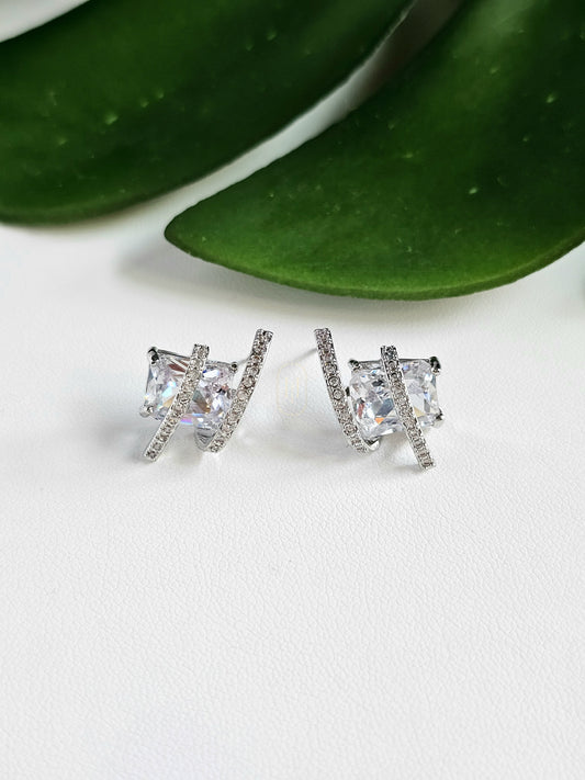 Becca Stud Earrings- American Diamond Stud Earrings