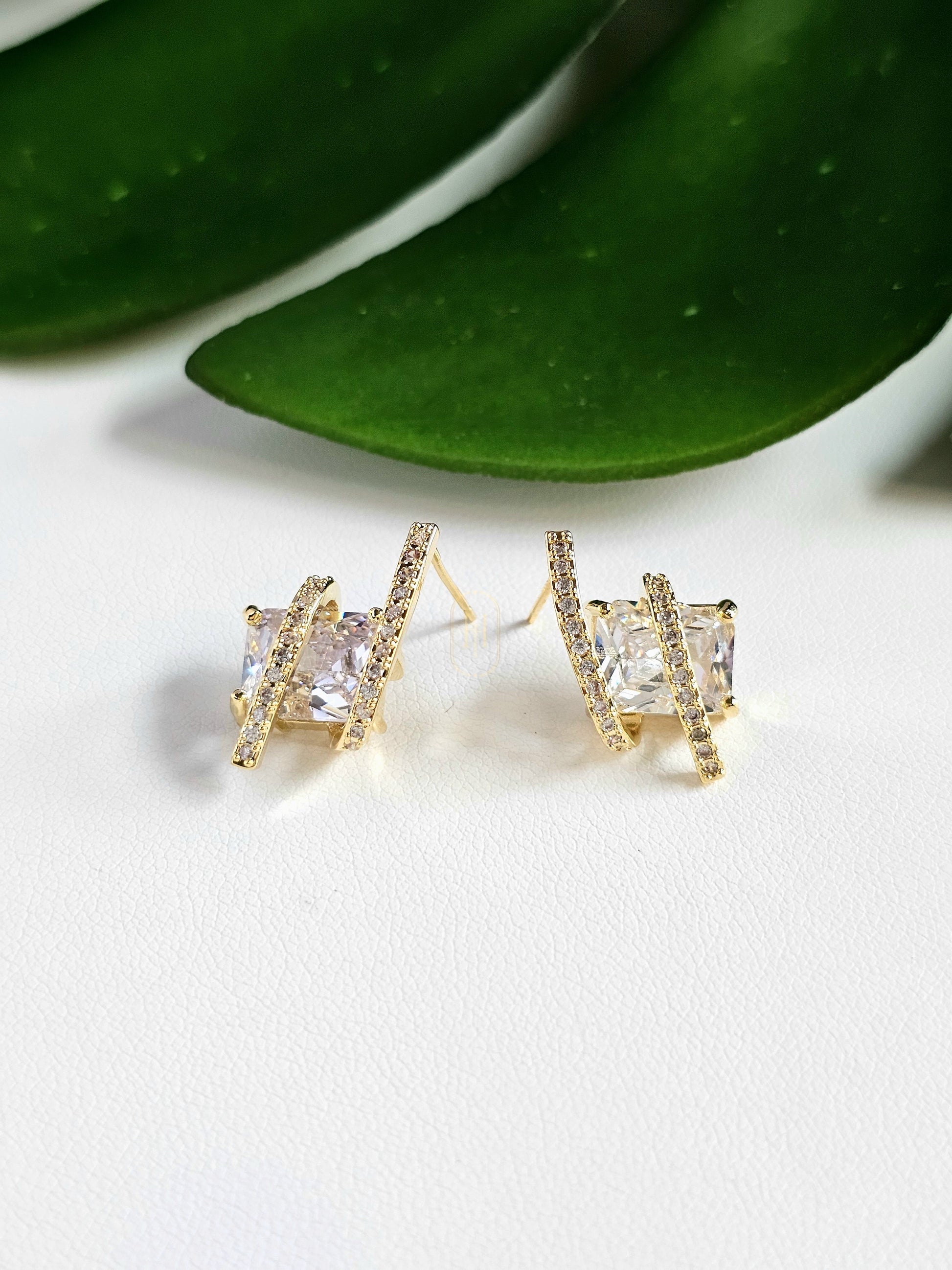 Becca Stud Earrings- American Diamond Stud Earrings