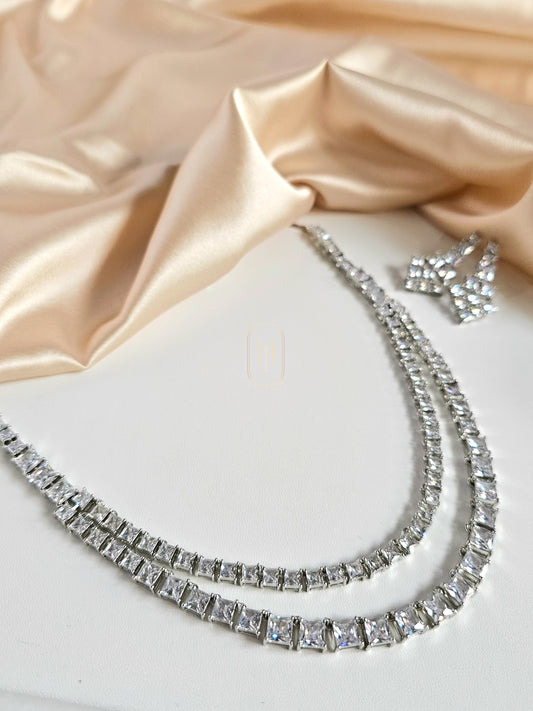 Felicity Diamond Necklace- Double line American Diamond Jewellery Set