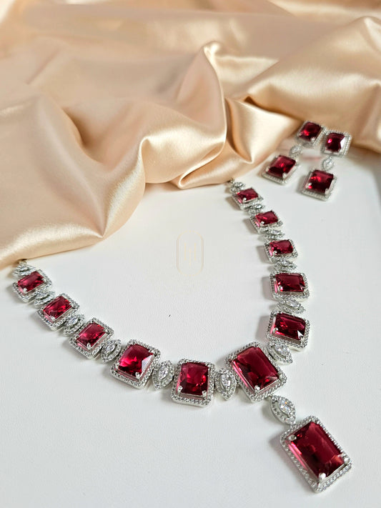 Julianna Diamond Set- American Diamond Jewellery Set with Stones