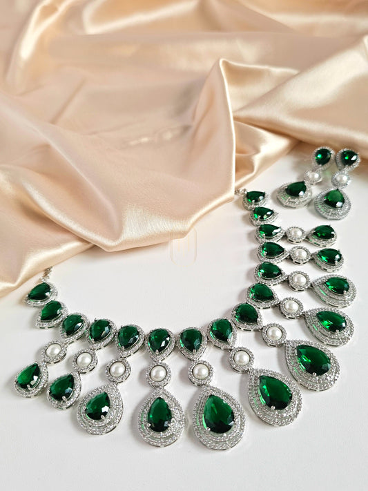 Josephine Diamond Set- American Diamond Jewellery Set with Stones