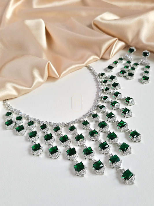 Laurel Diamond Set- American Diamond Jewellery Set with Stones