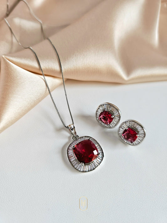 Christina Pendant Set- Ruby