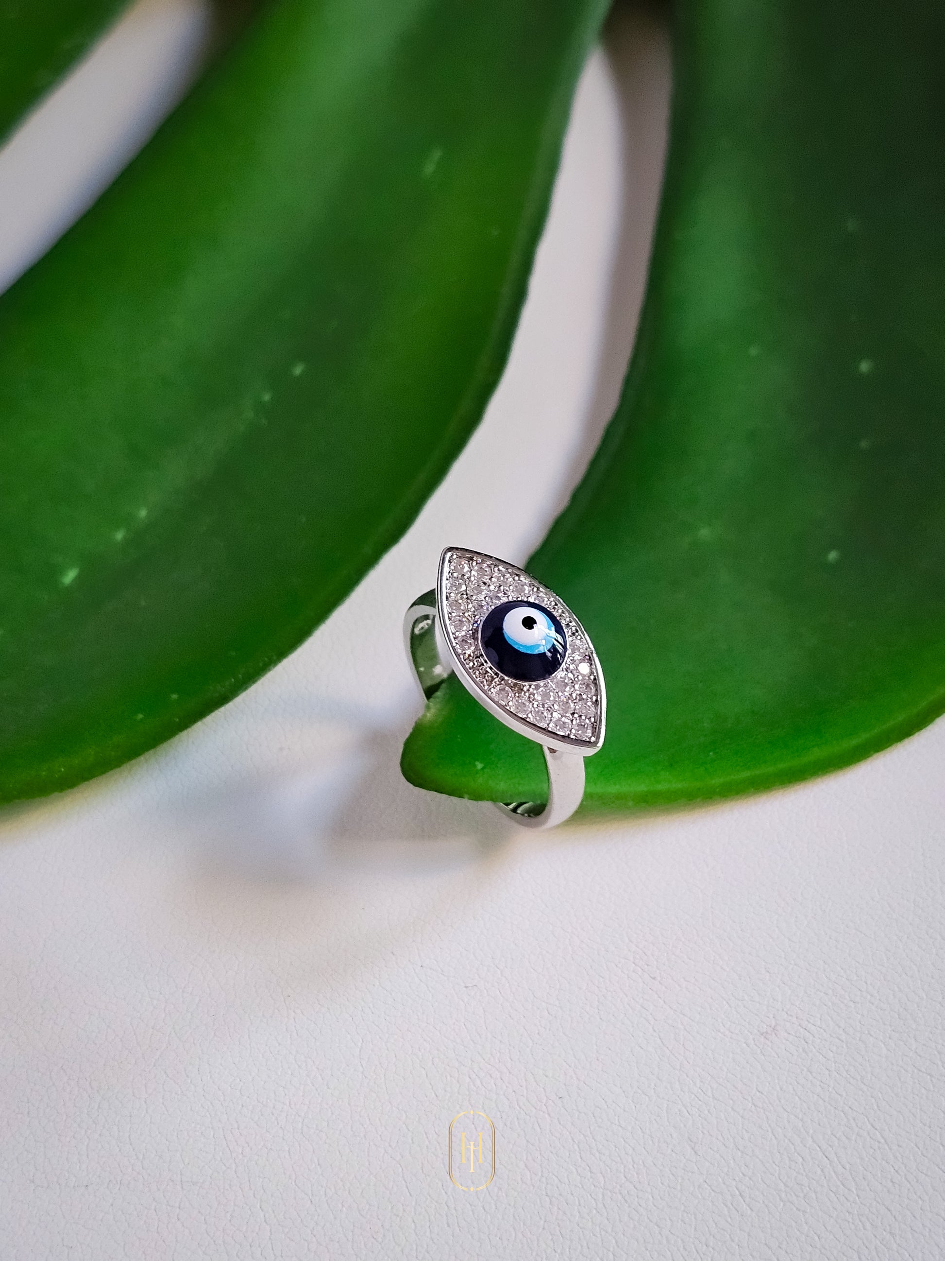 Anti-tarnish evil eye ring