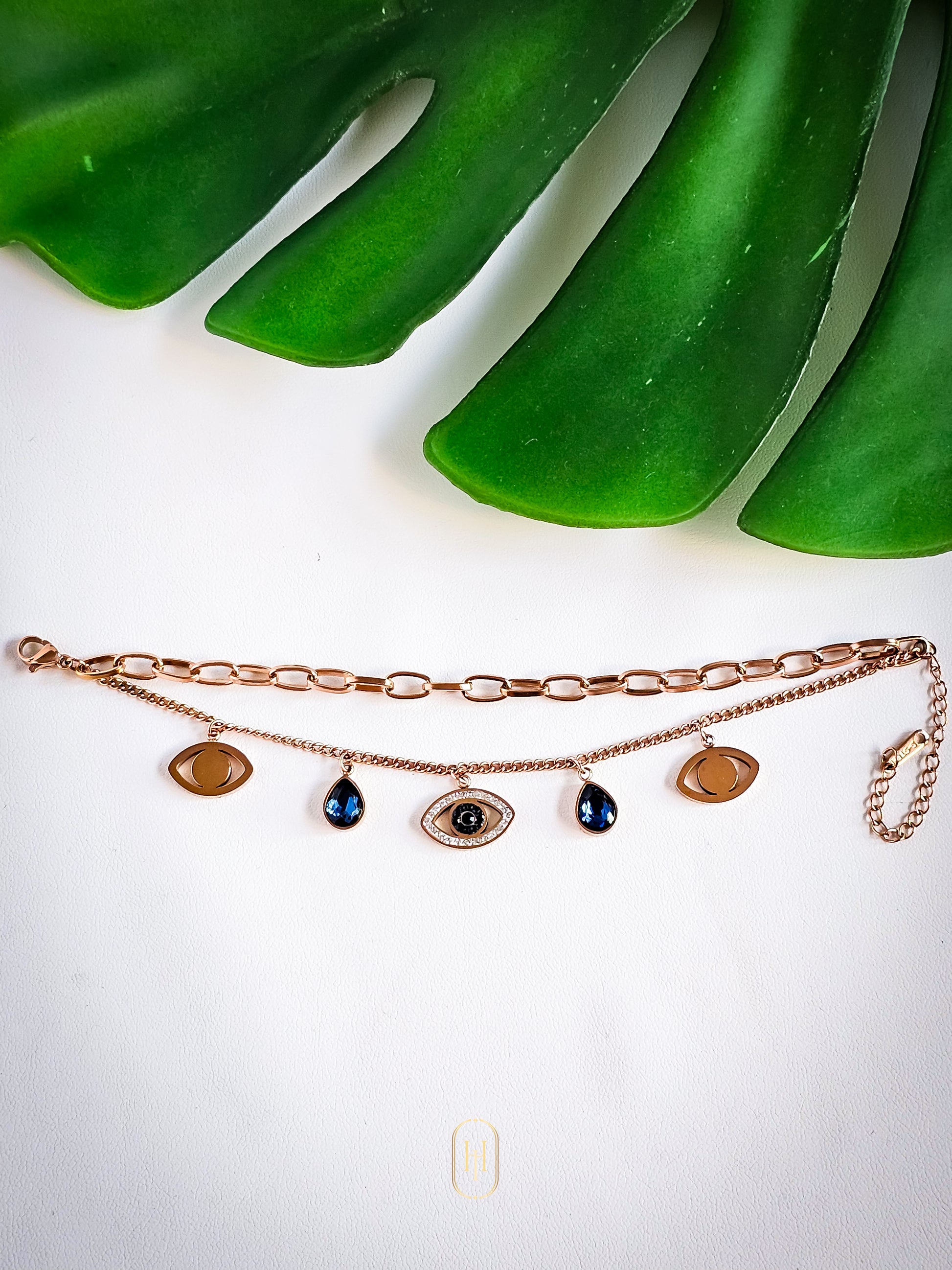 Anti-tarnish evil-eye bracelet