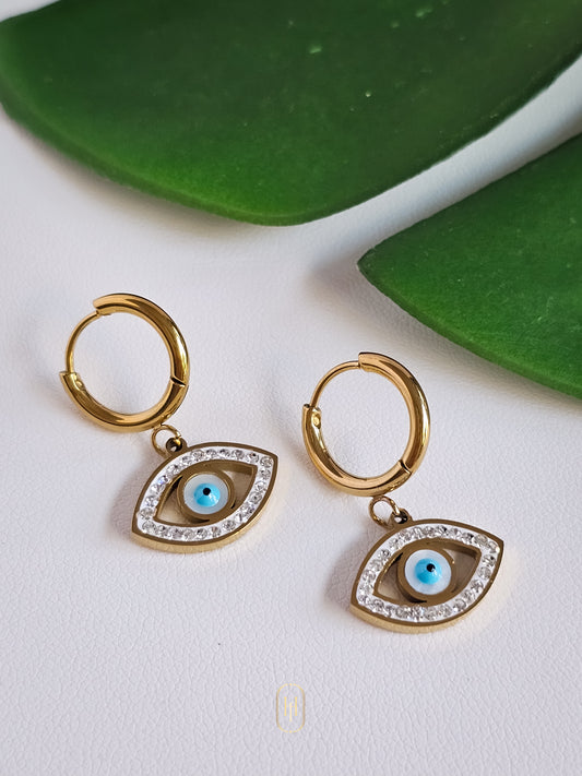 Anti-tarnish evil eye earrings