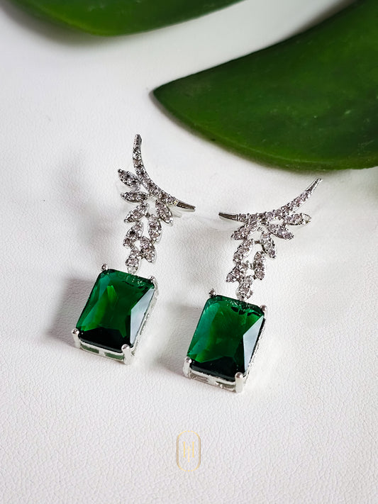 Myra Diamond Earrings- Emerald