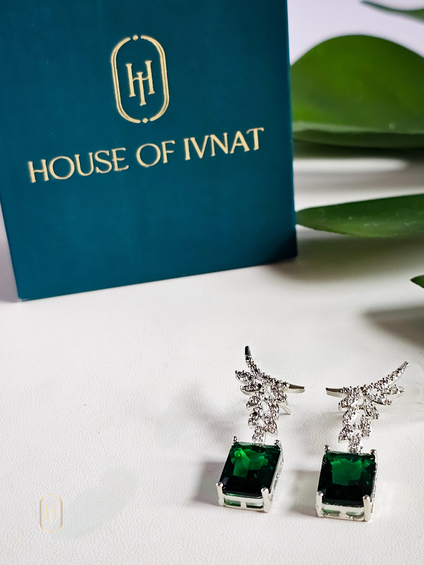 Myra Diamond Earrings- Emerald