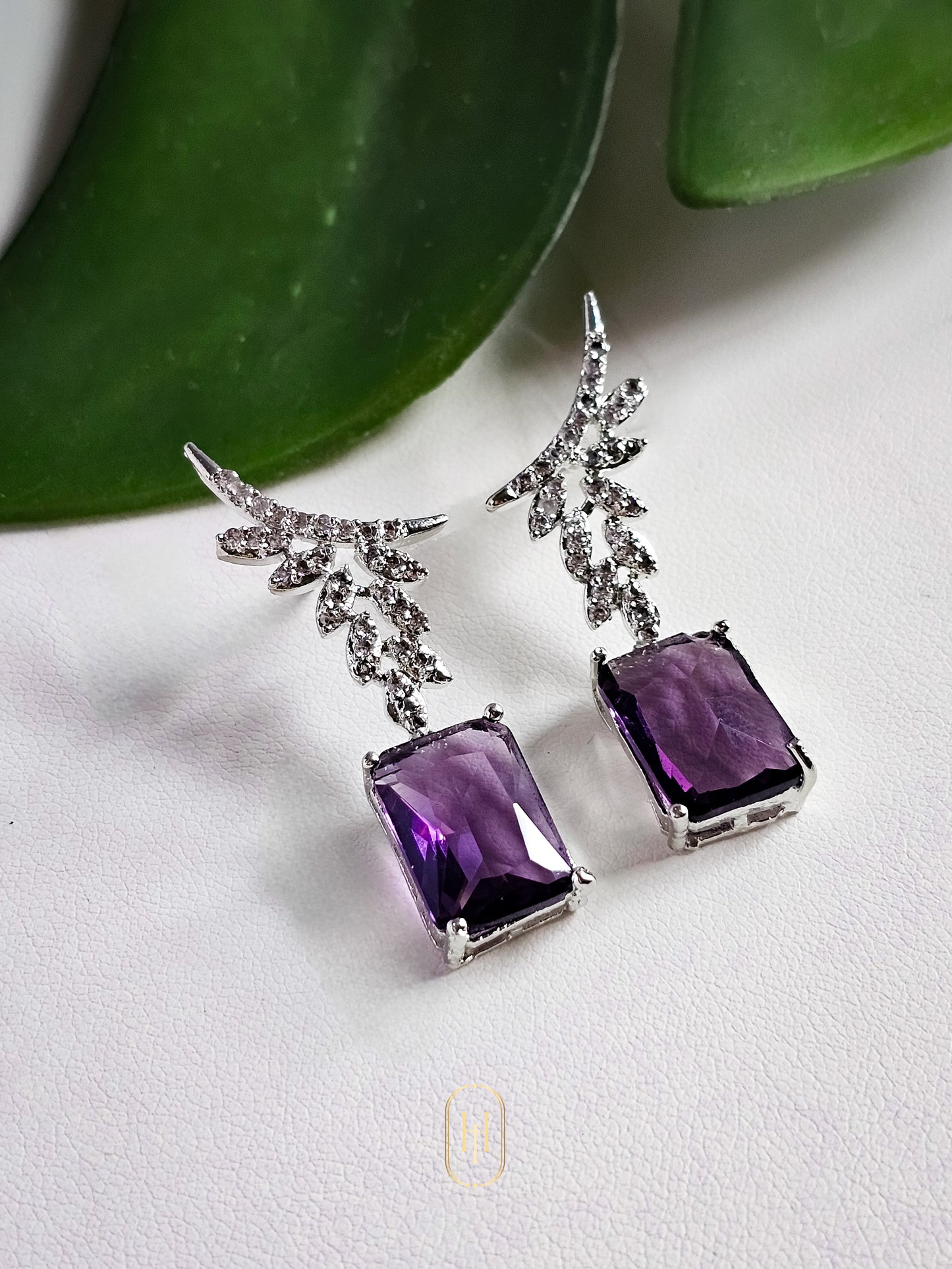 Myra Diamond Earrings- Purple