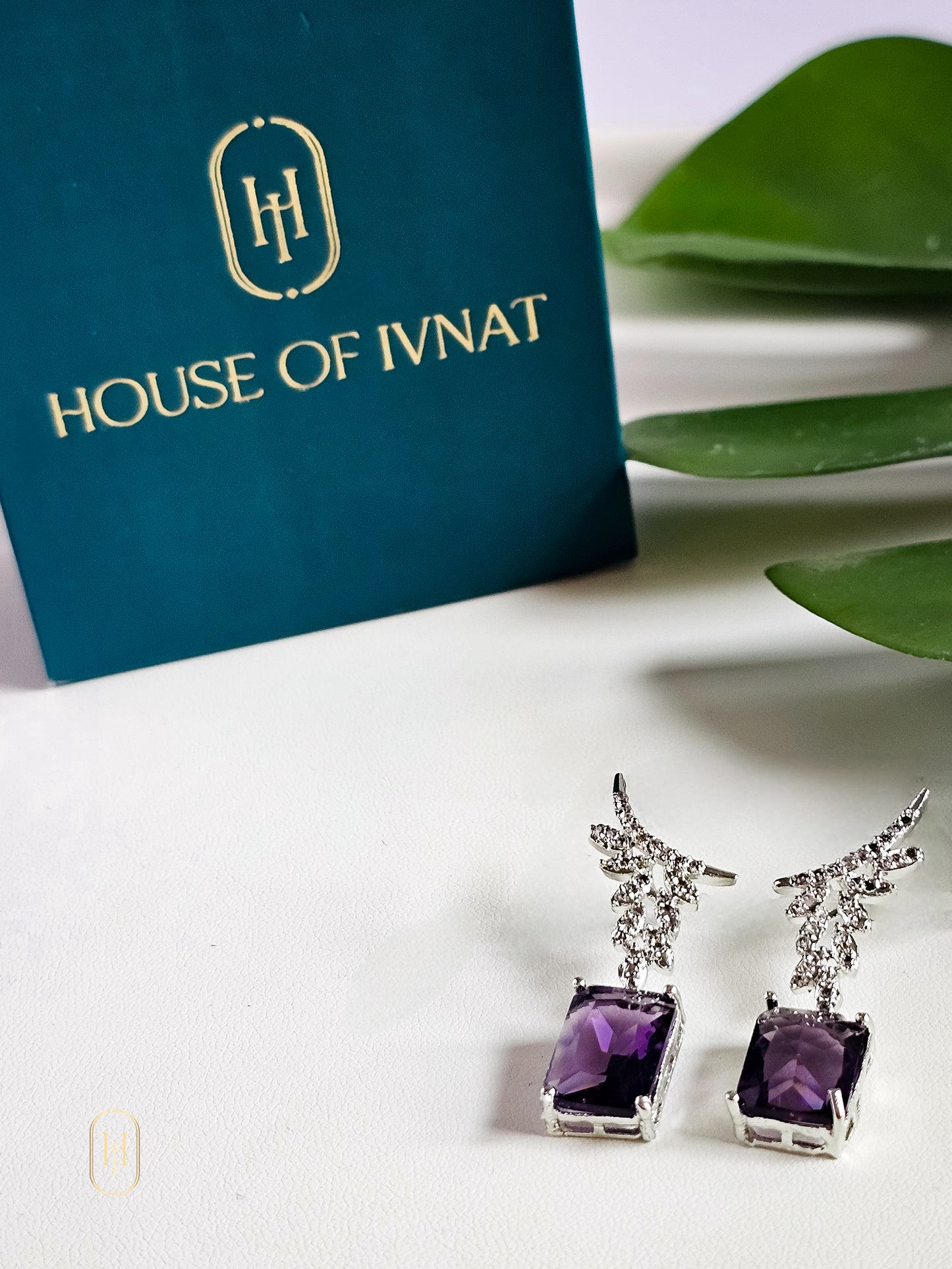 Myra Diamond Earrings- Purple