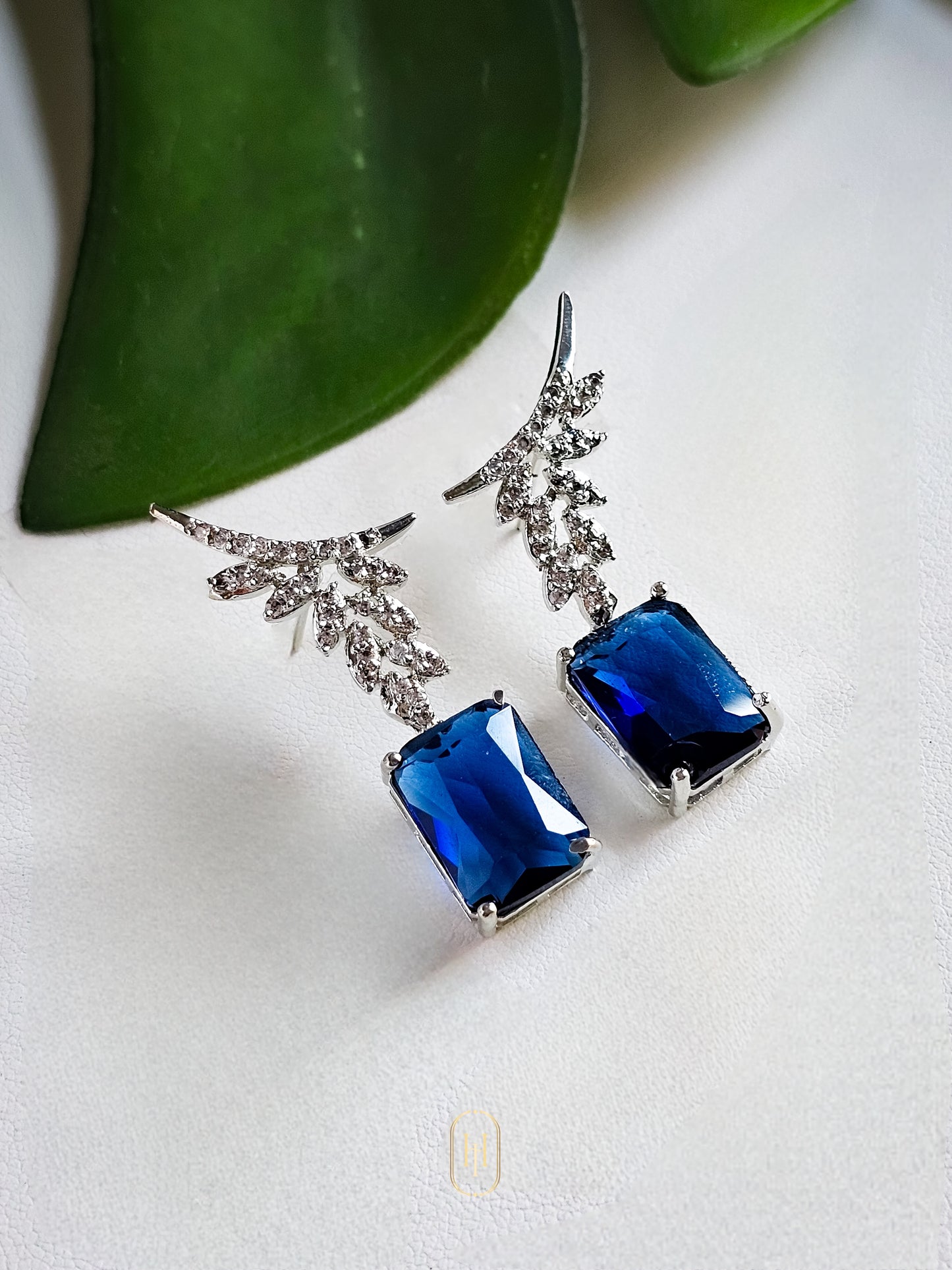 Myra Diamond Earrings- Sapphire