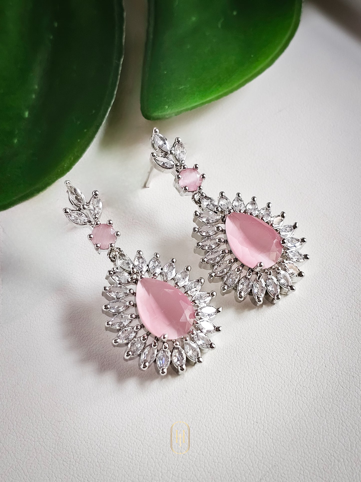 Zara Diamond Earrings- Pink