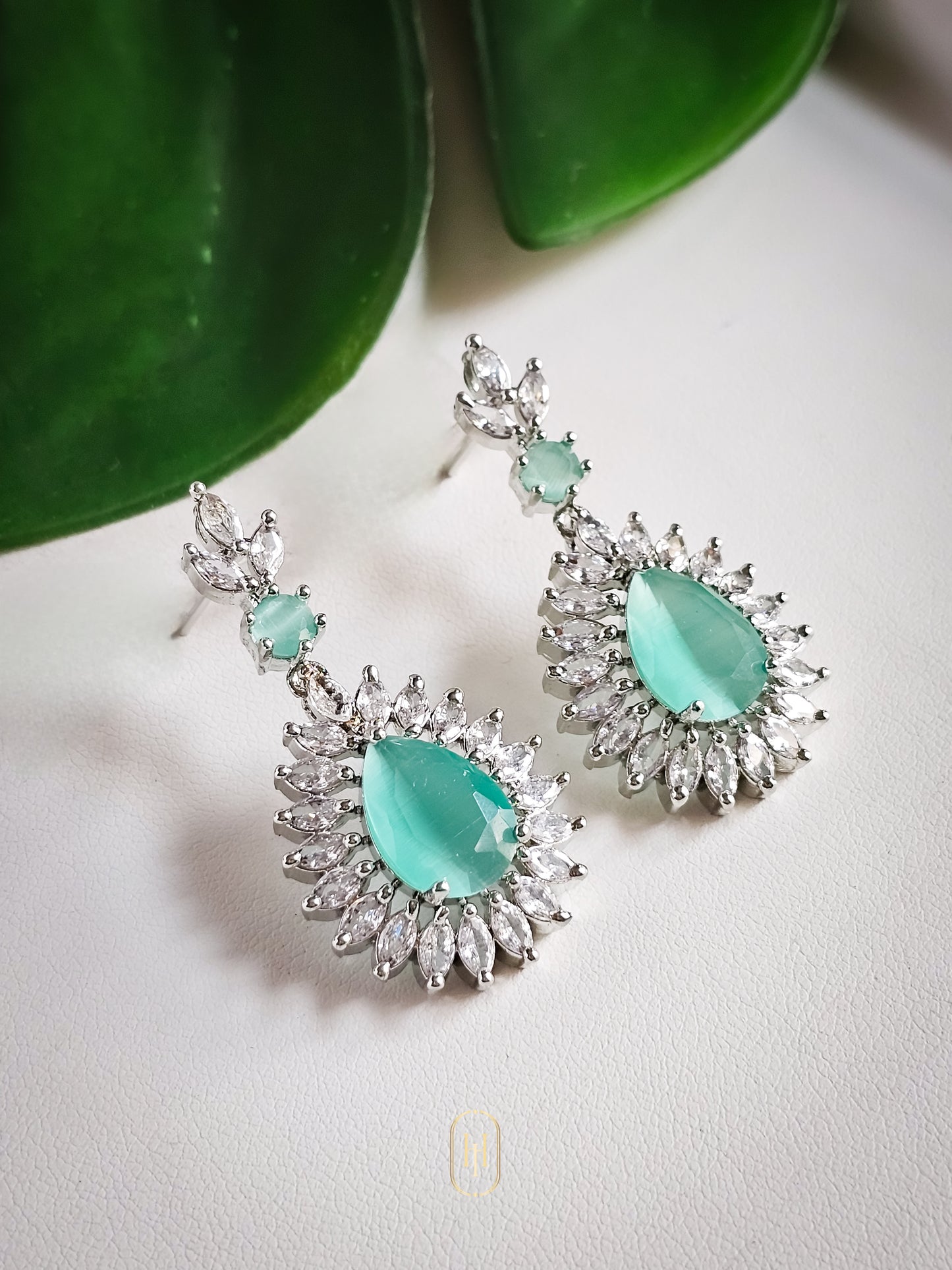 Zara Diamond Earrings- Mint