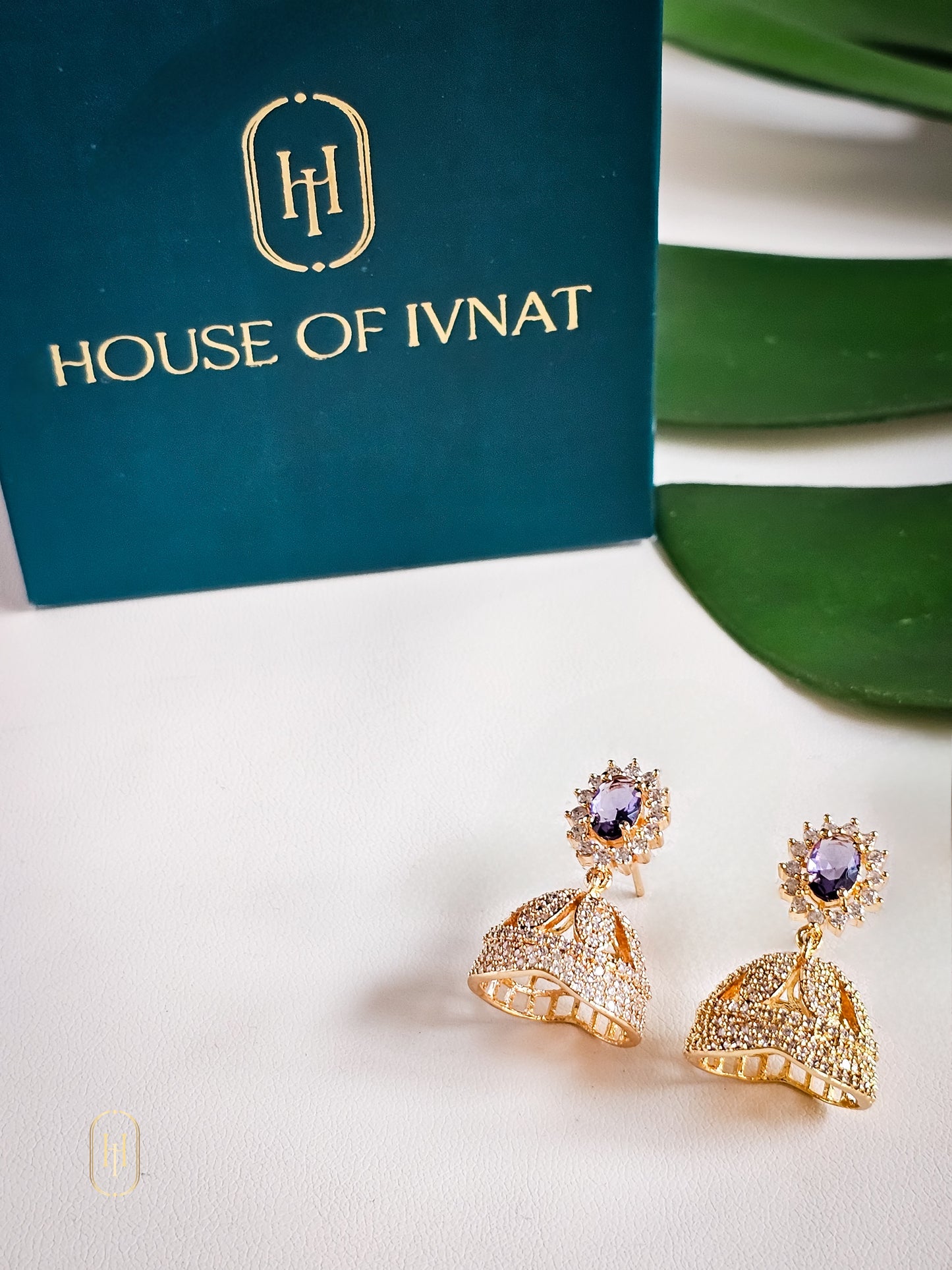 Kashvi Diamond Jhumkas- Purple