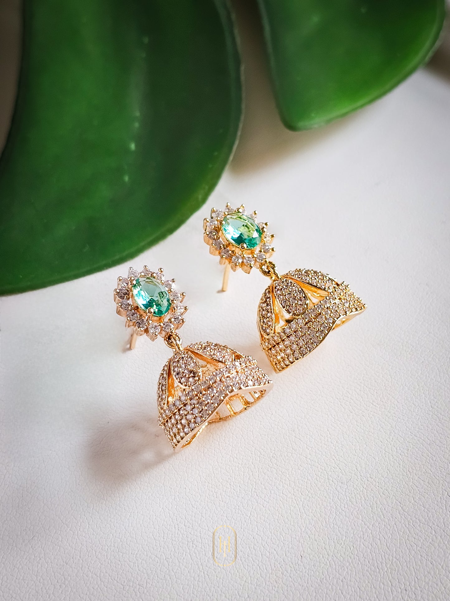 Kashvi Diamond Jhumkas- Mint