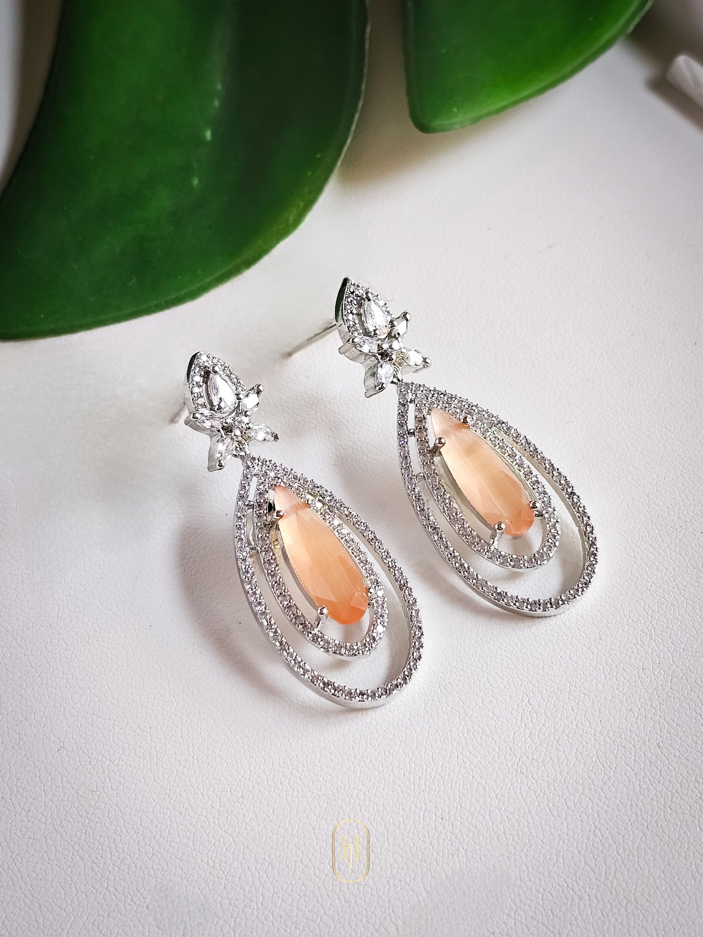 Shanaya Diamond Earrings- Peach