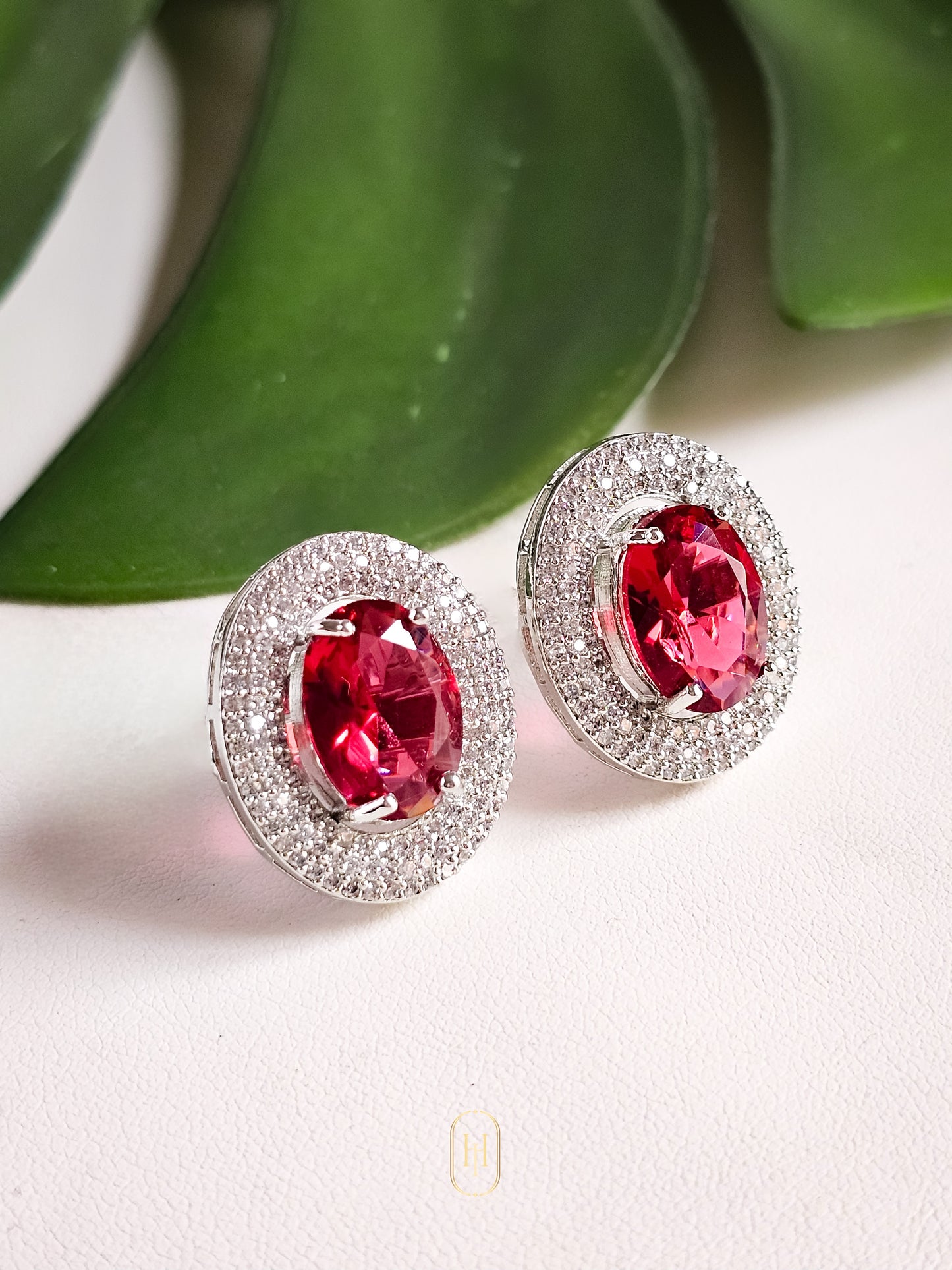 Vanya Stud Earrings- Ruby