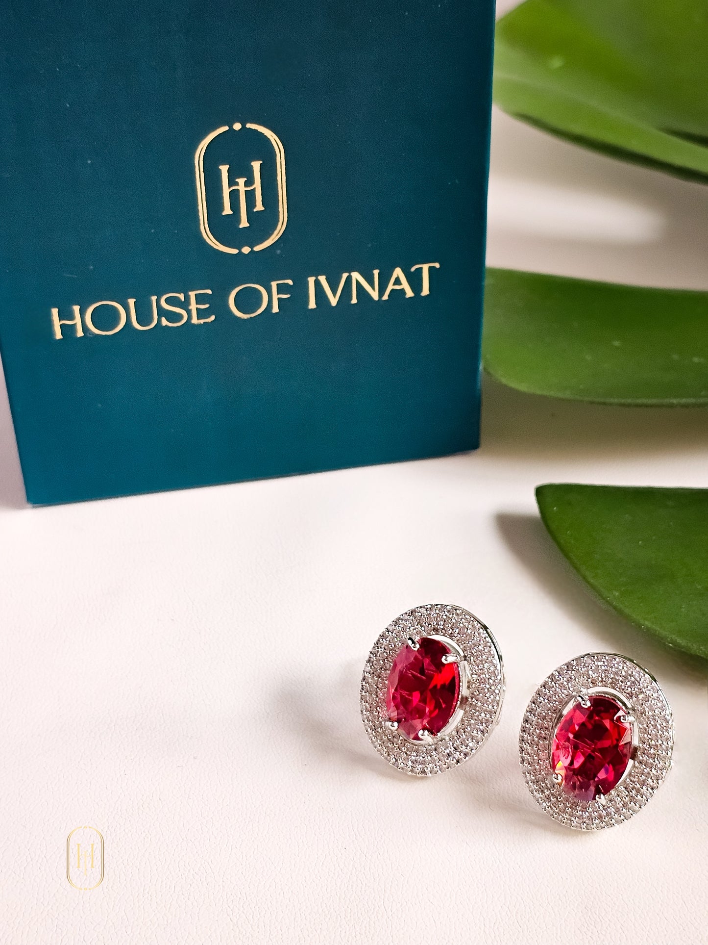 Vanya Stud Earrings- Ruby