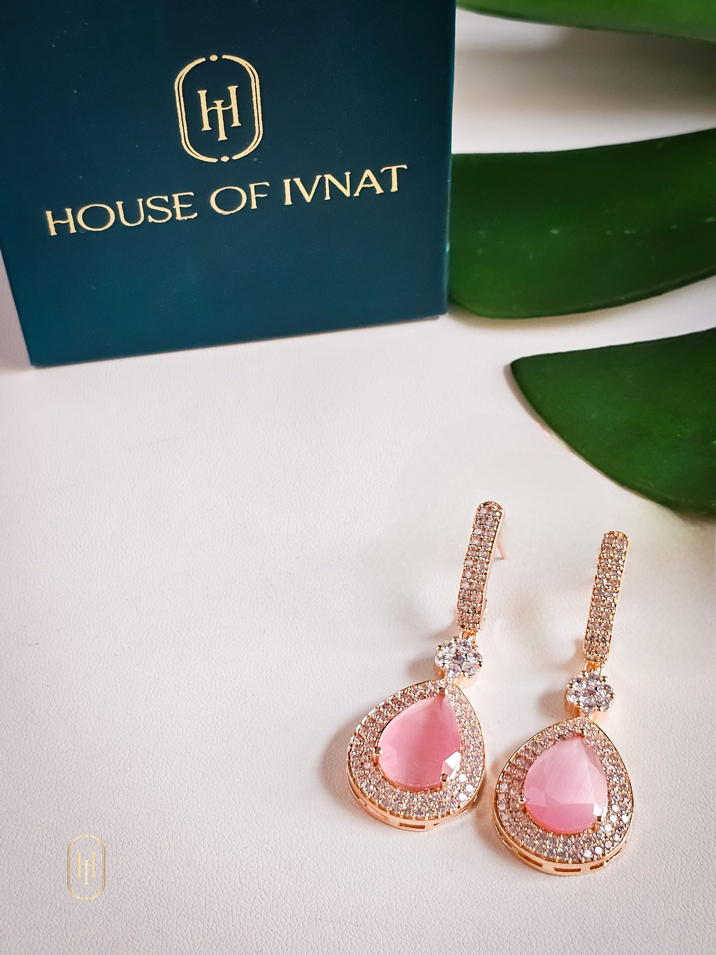 Amyra Diamond Earrings- Pink