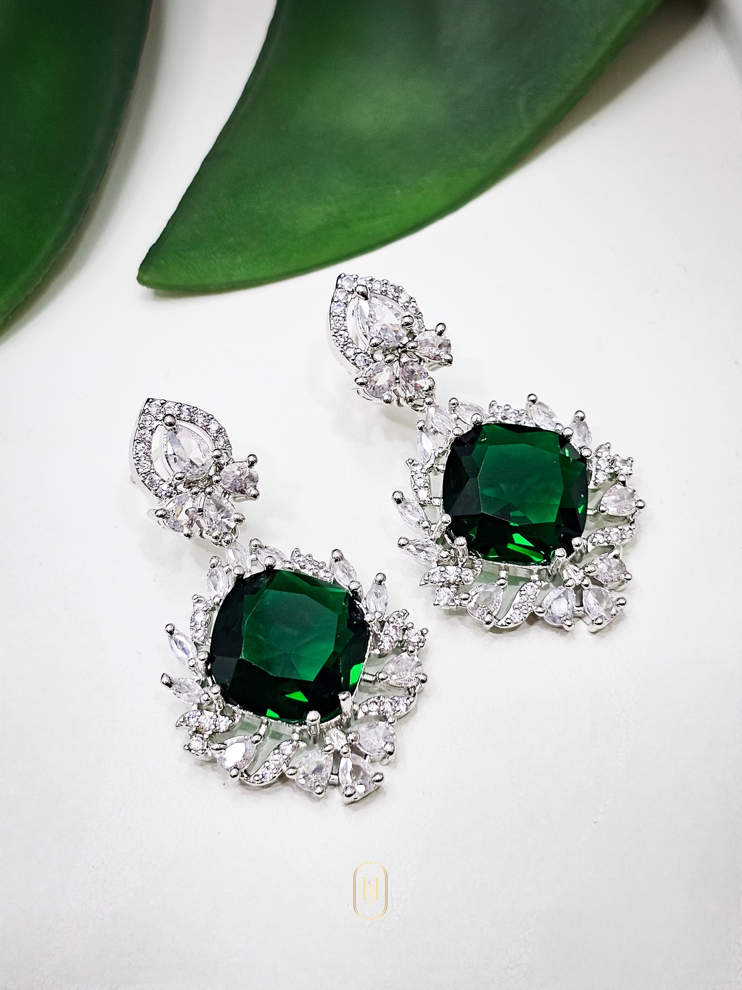 Ishika Earrings- Emerald