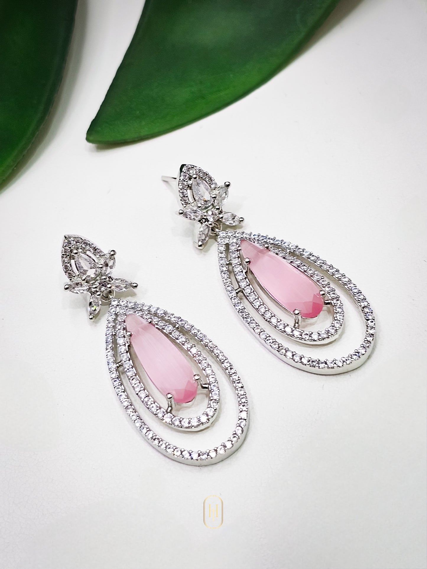 Shanaya Diamond Earrings- Pink