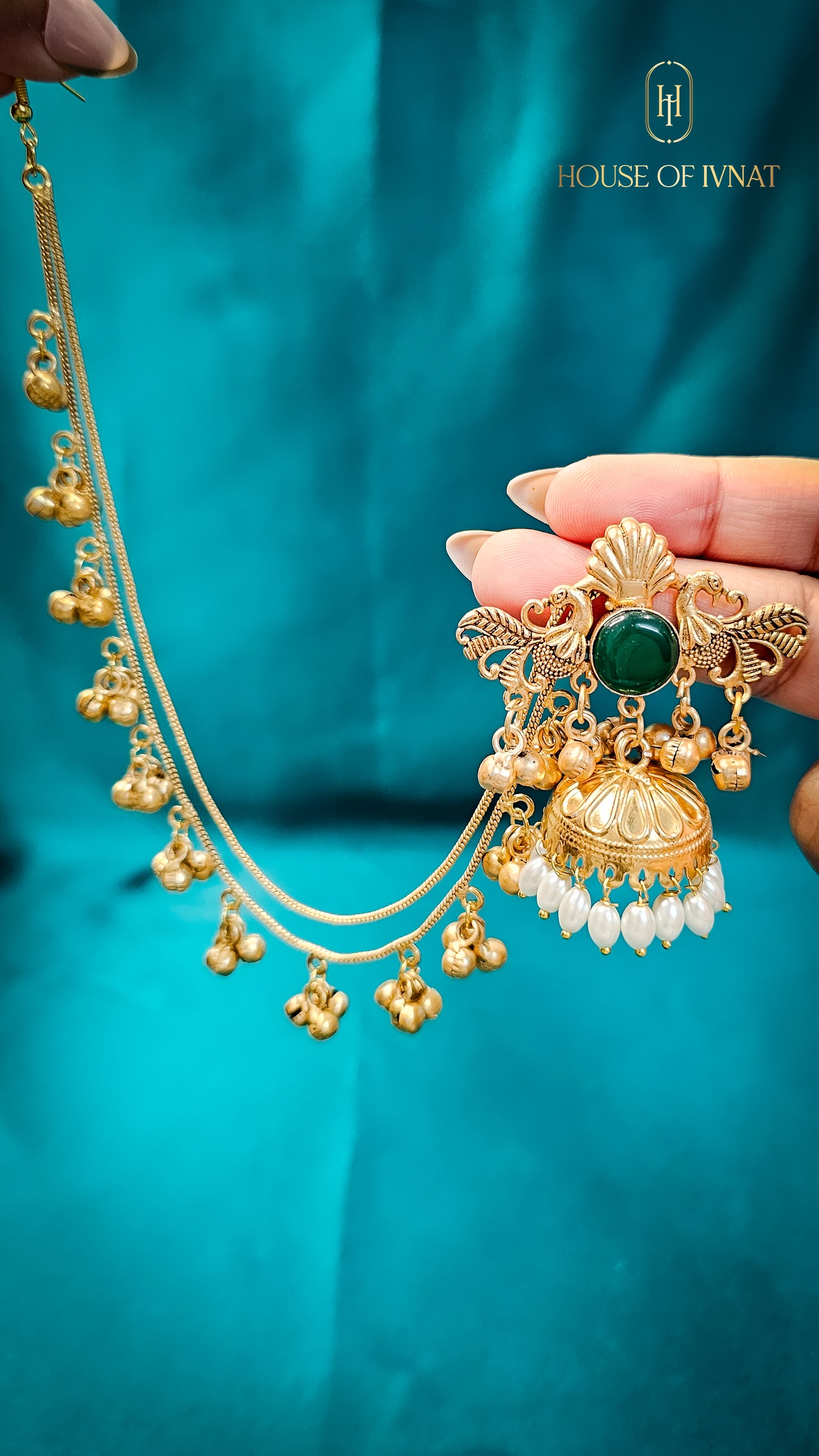 Malika Kaanchain (Detachable) Earrings- Green