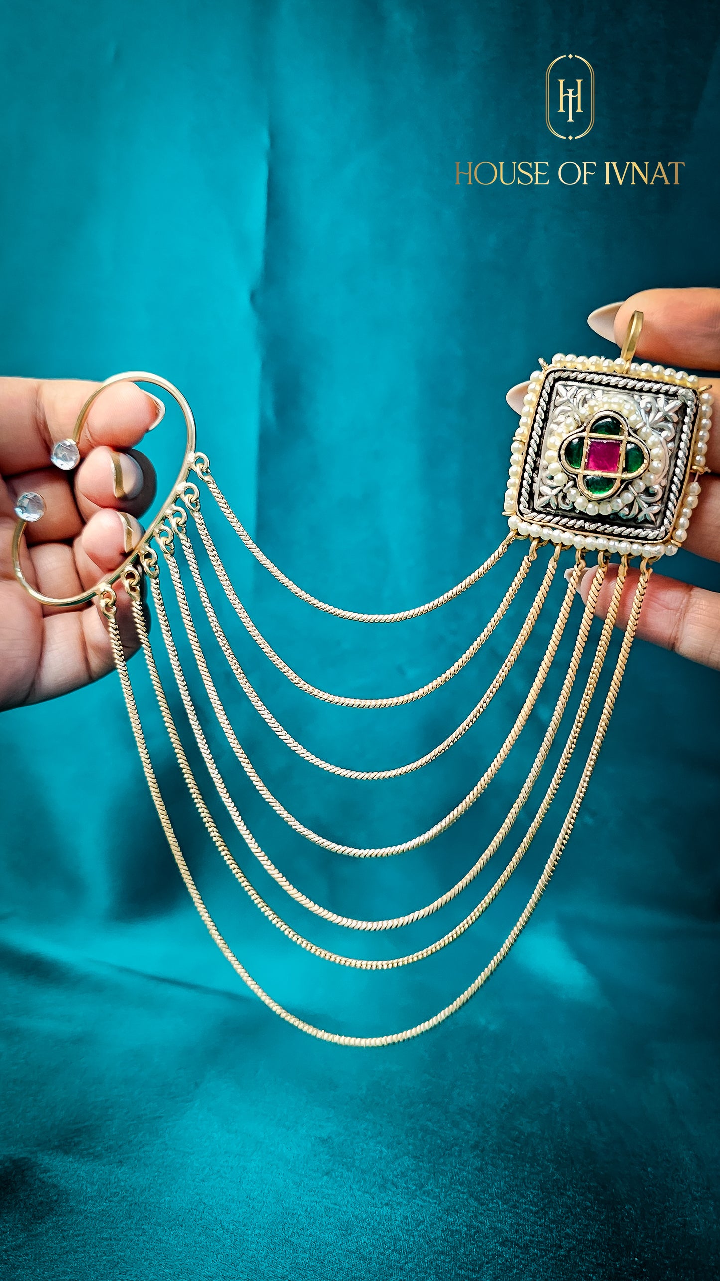 Sejal Kashmiri Earrings- Ruby, Green