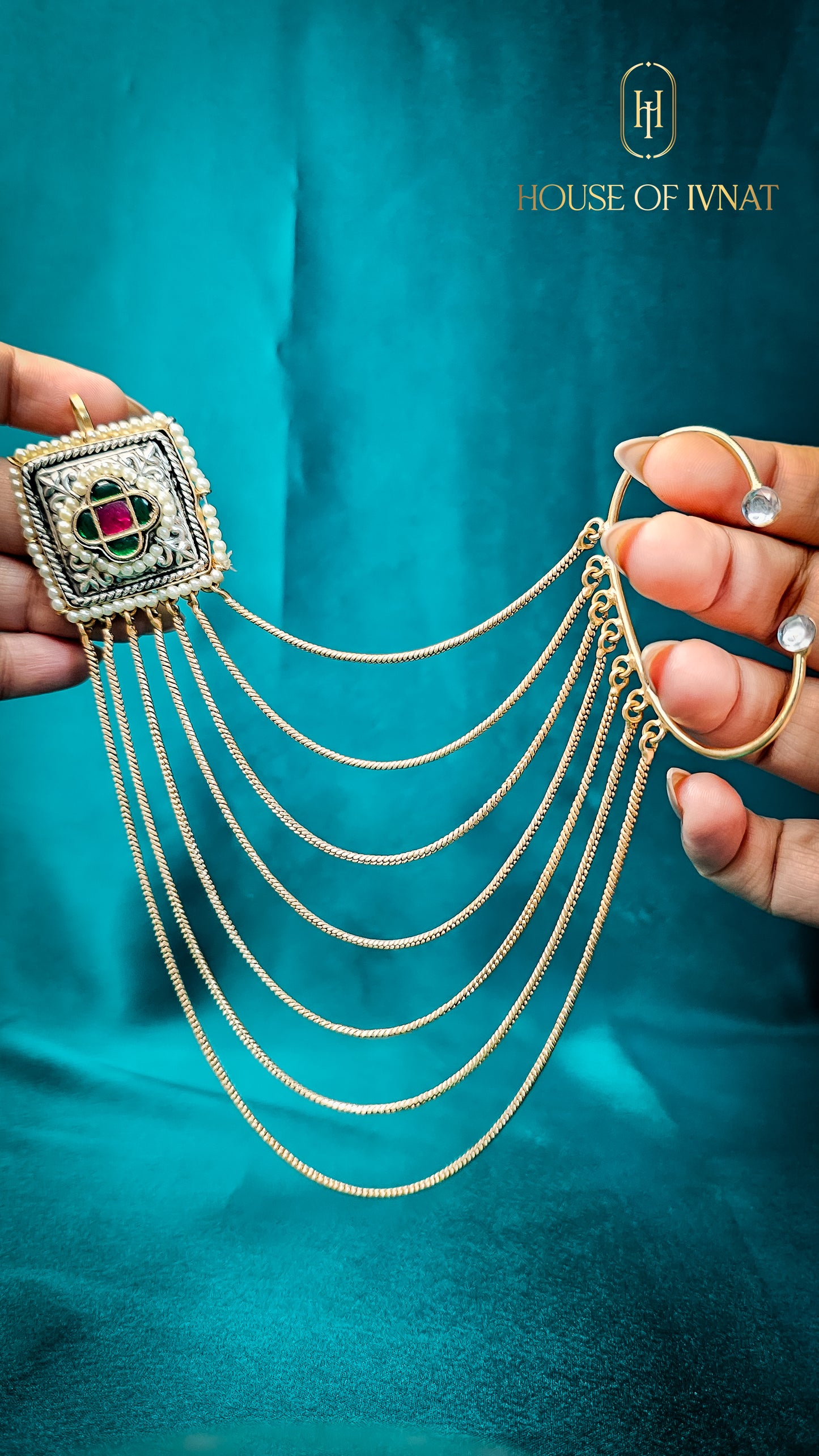 Sejal Kashmiri Earrings- Ruby, Green