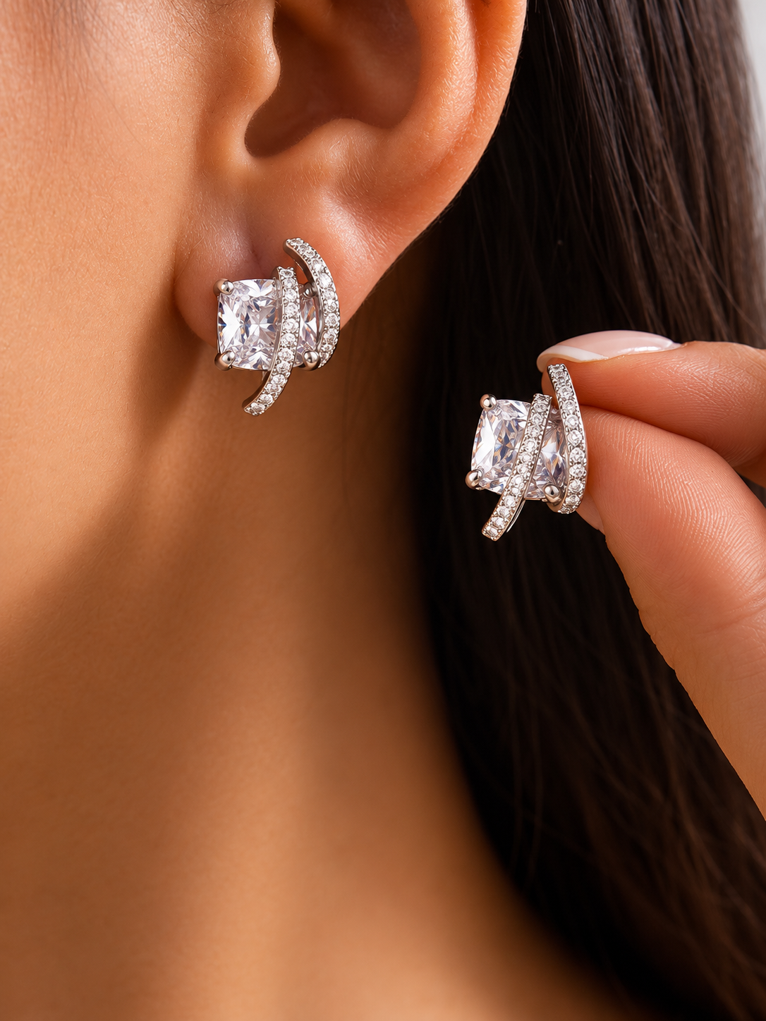 Becca Stud Earrings- Silver